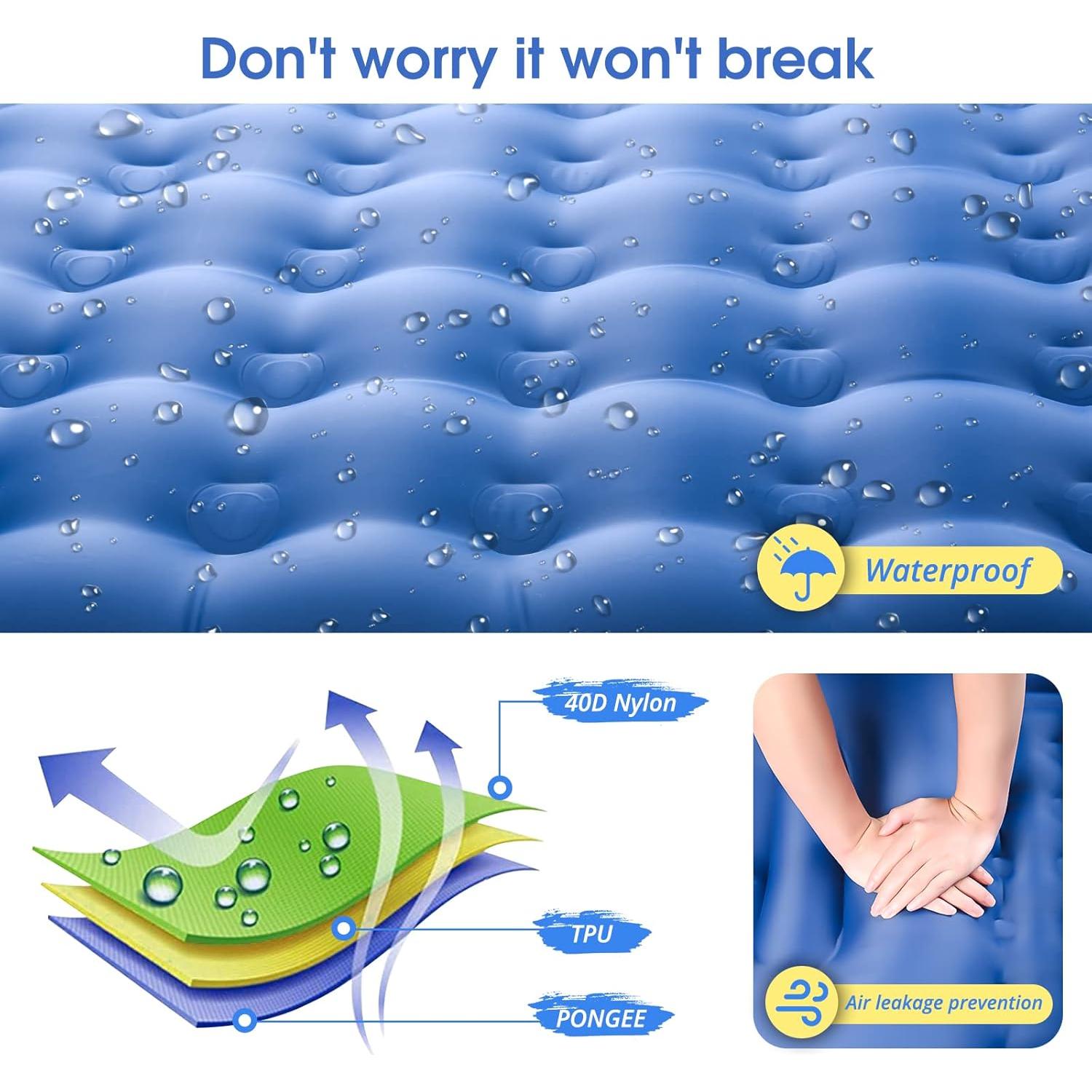 Colchoneta Inflable LILTSDRAE 5" con Almohada y Bomba - Azul