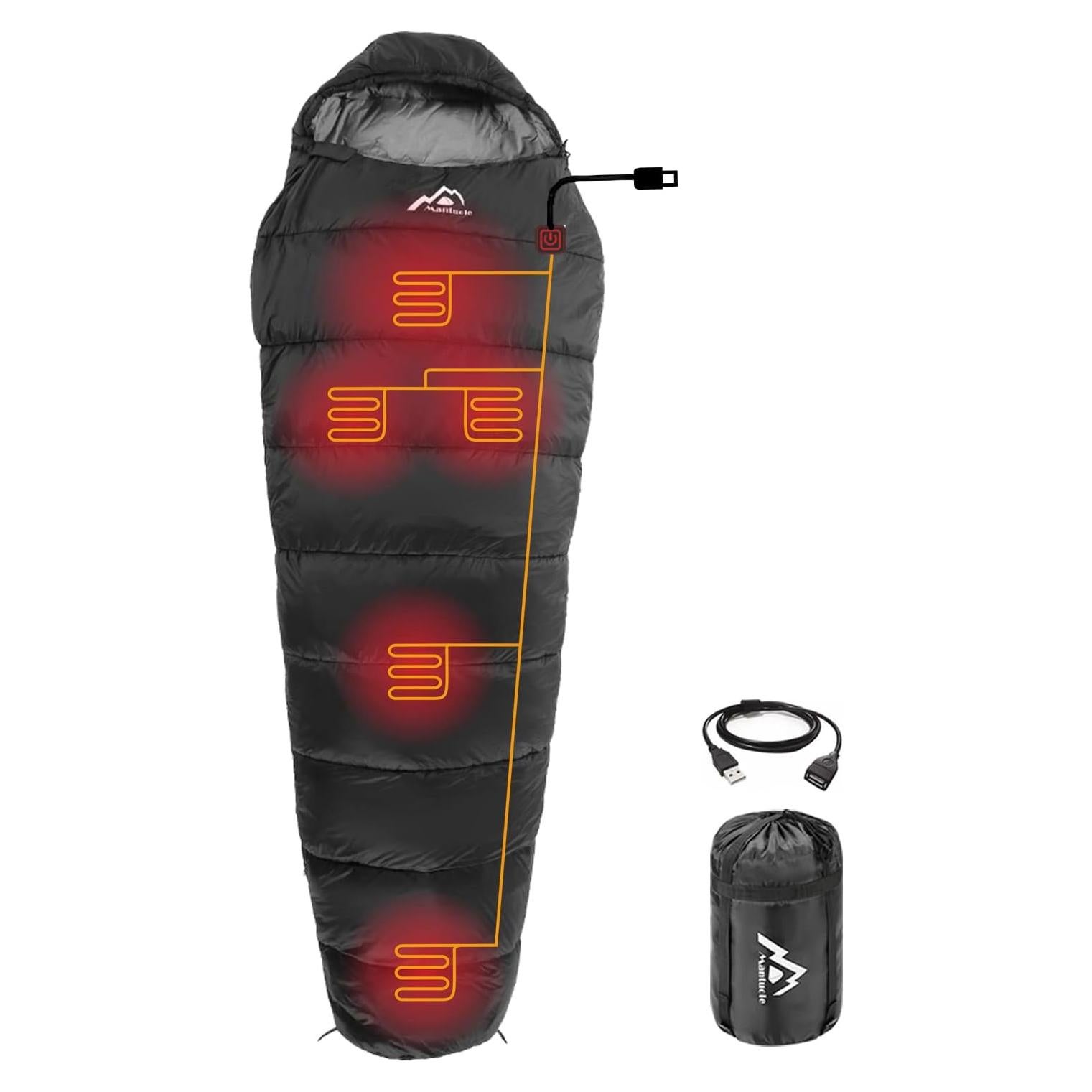 Saco de Dormir Calefaccionado Mantuole 230x90cm USB 5 Almohadillas