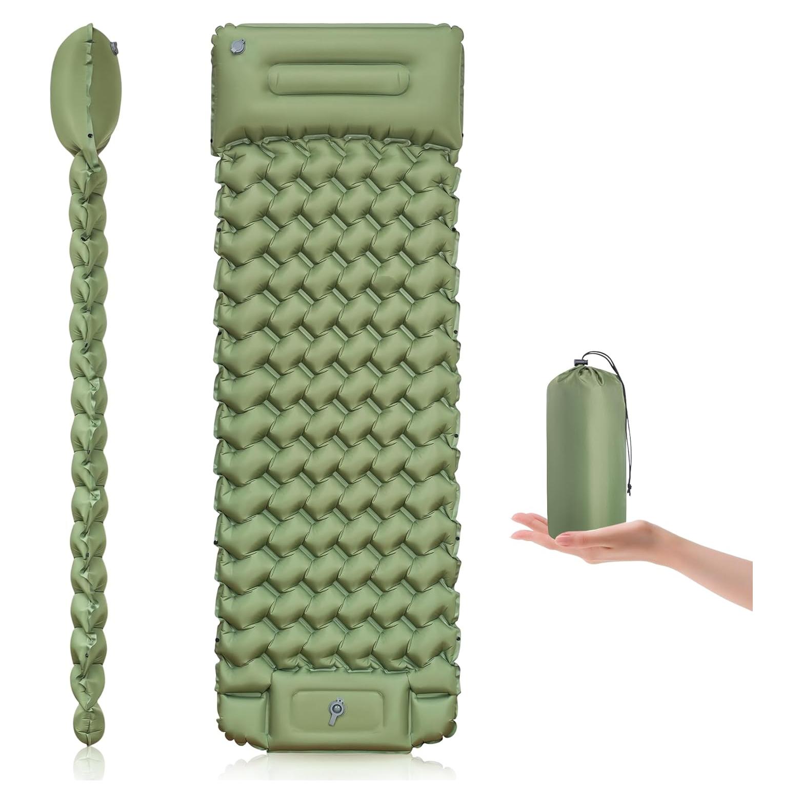Colchoneta Inflable WILDOMS 4" Grosor Verde Oliva para Camping