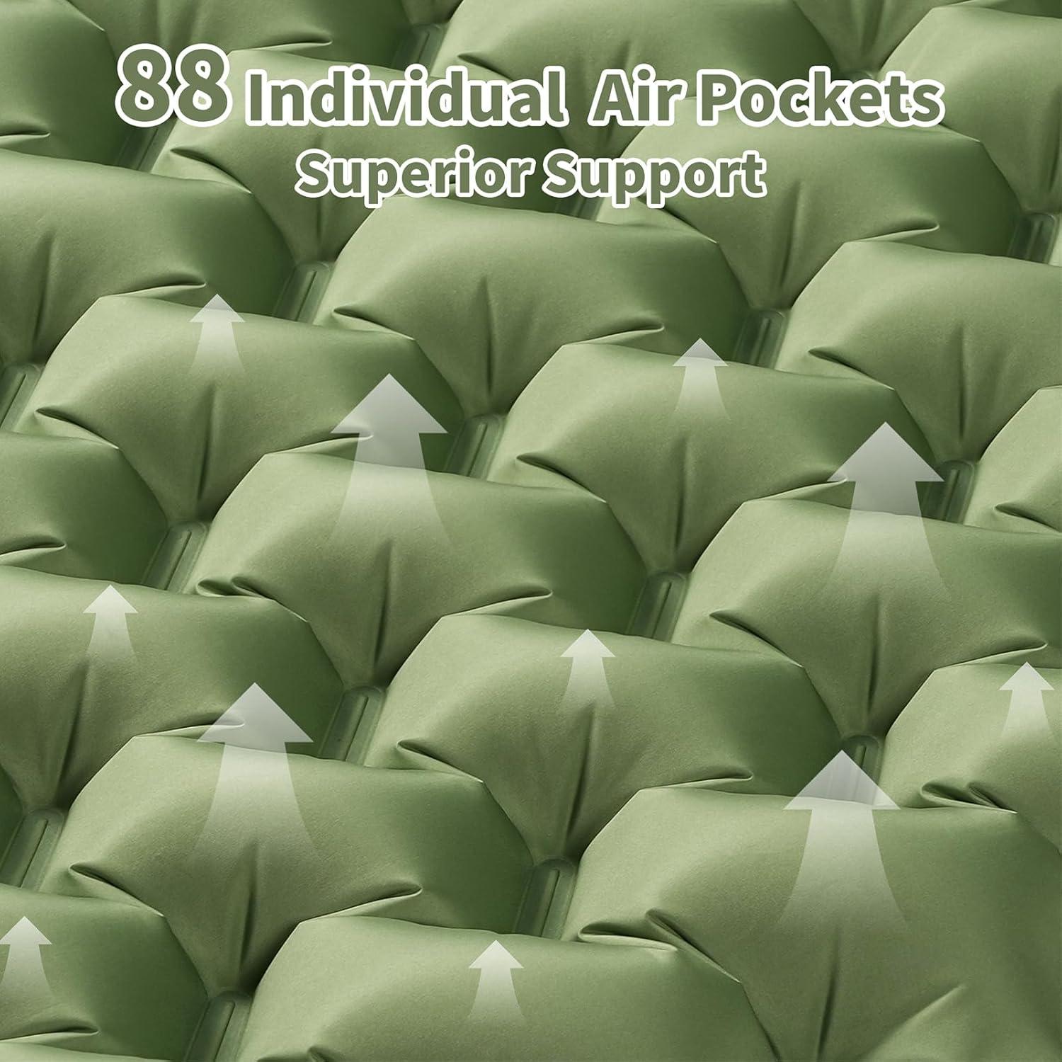 Colchoneta Inflable WILDOMS 4" Grosor Verde Oliva para Camping