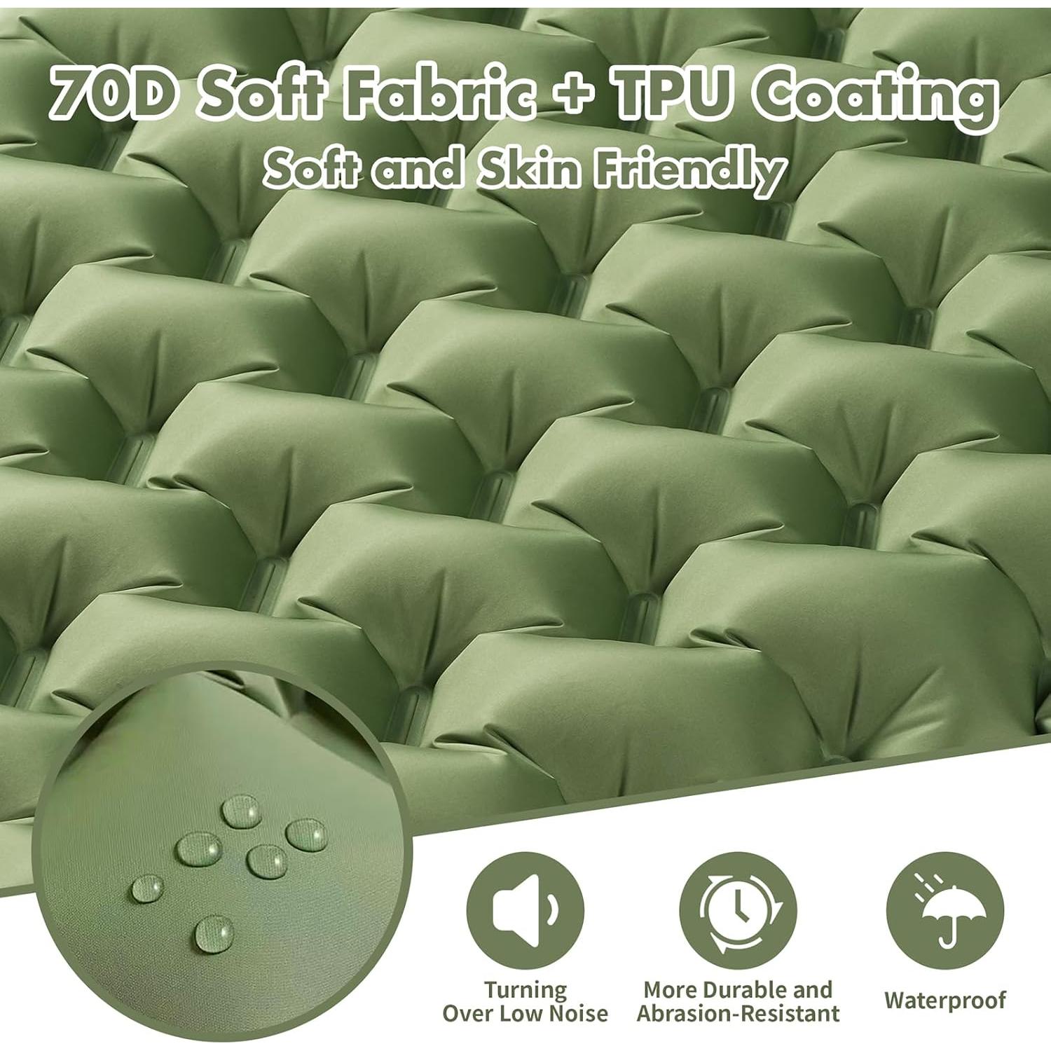 Colchoneta Inflable WILDOMS 4" Grosor Verde Oliva para Camping