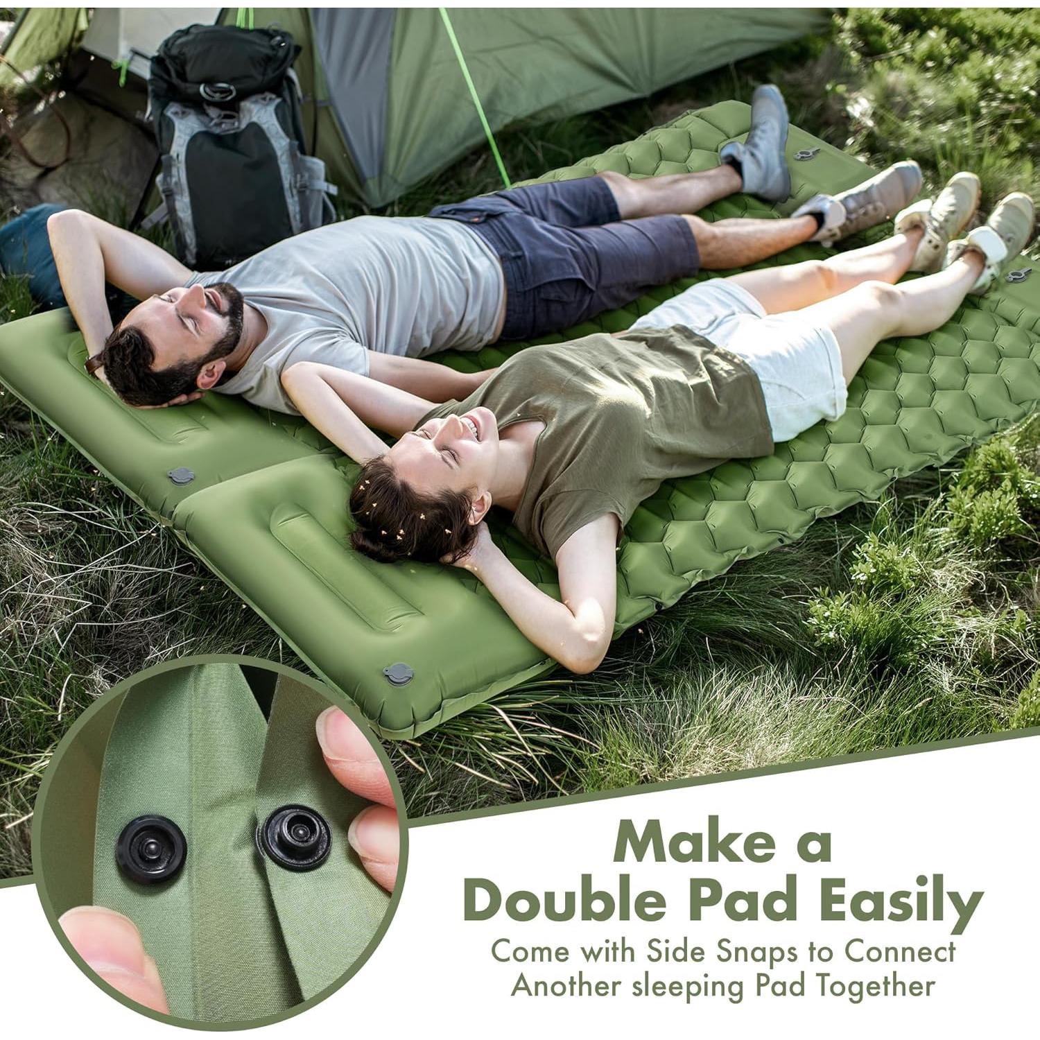 Colchoneta Inflable WILDOMS 4" Grosor Verde Oliva para Camping