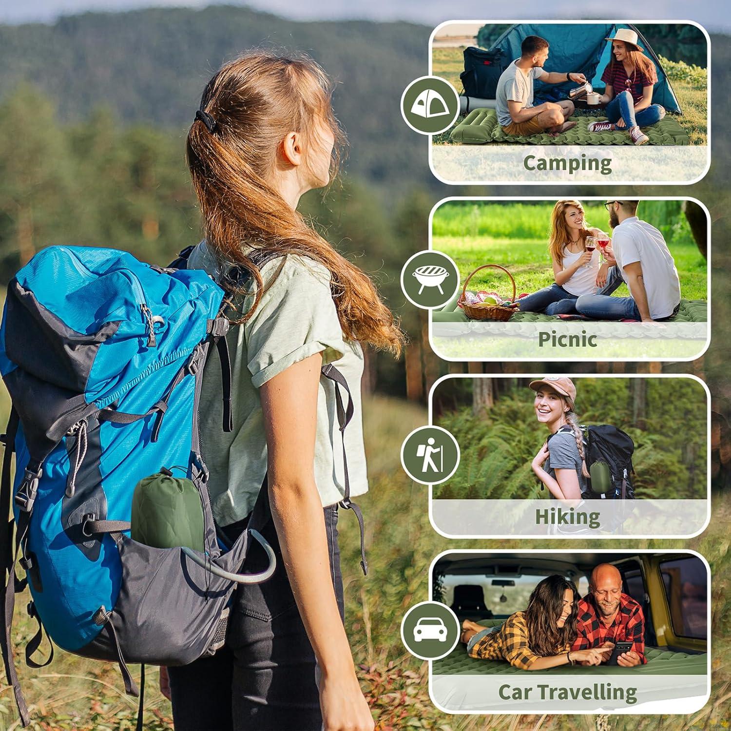 Colchoneta Inflable WILDOMS 4" Grosor Verde Oliva para Camping