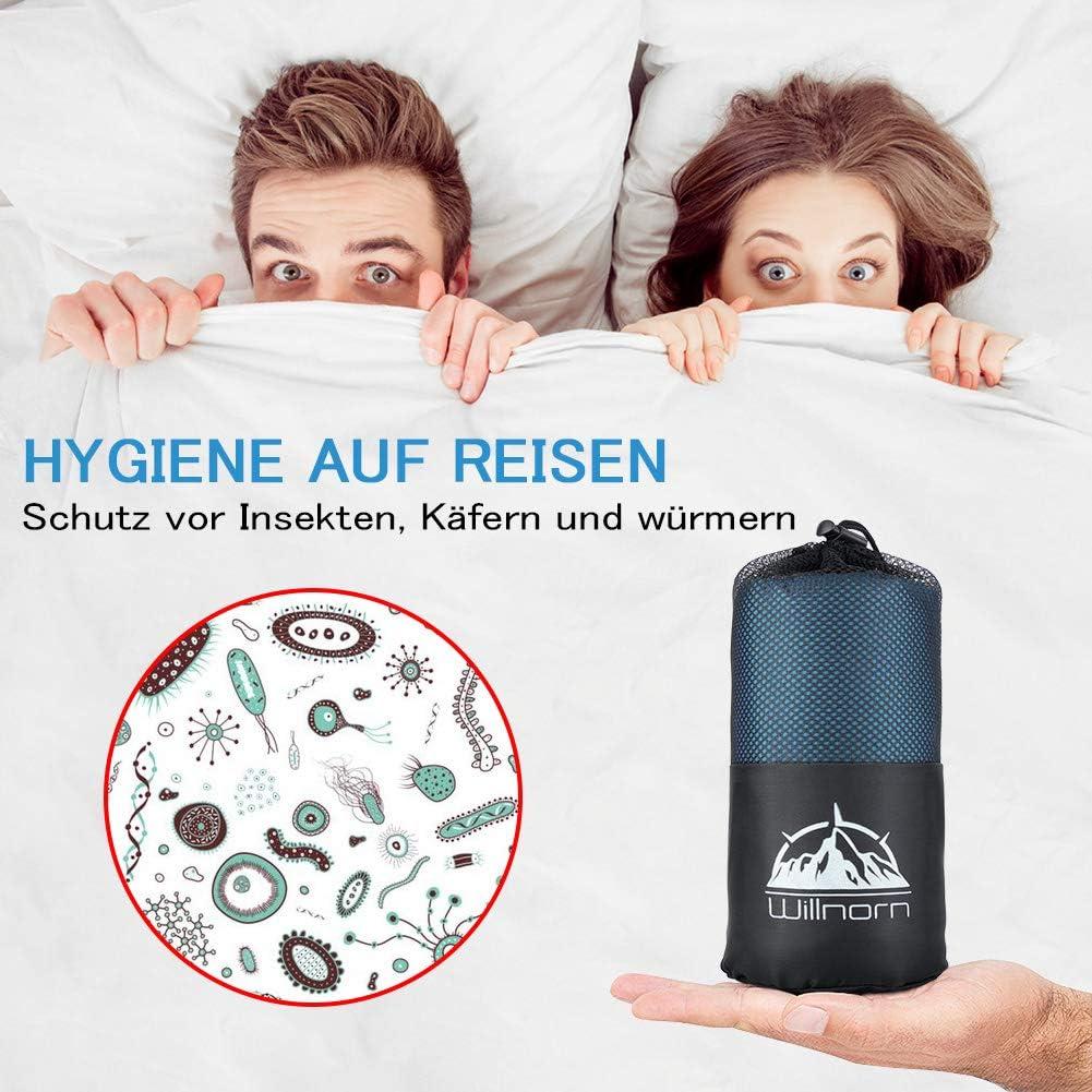 Forro de Saco de Dormir WILLNORN Microfibra Azul Claro 219x95cm