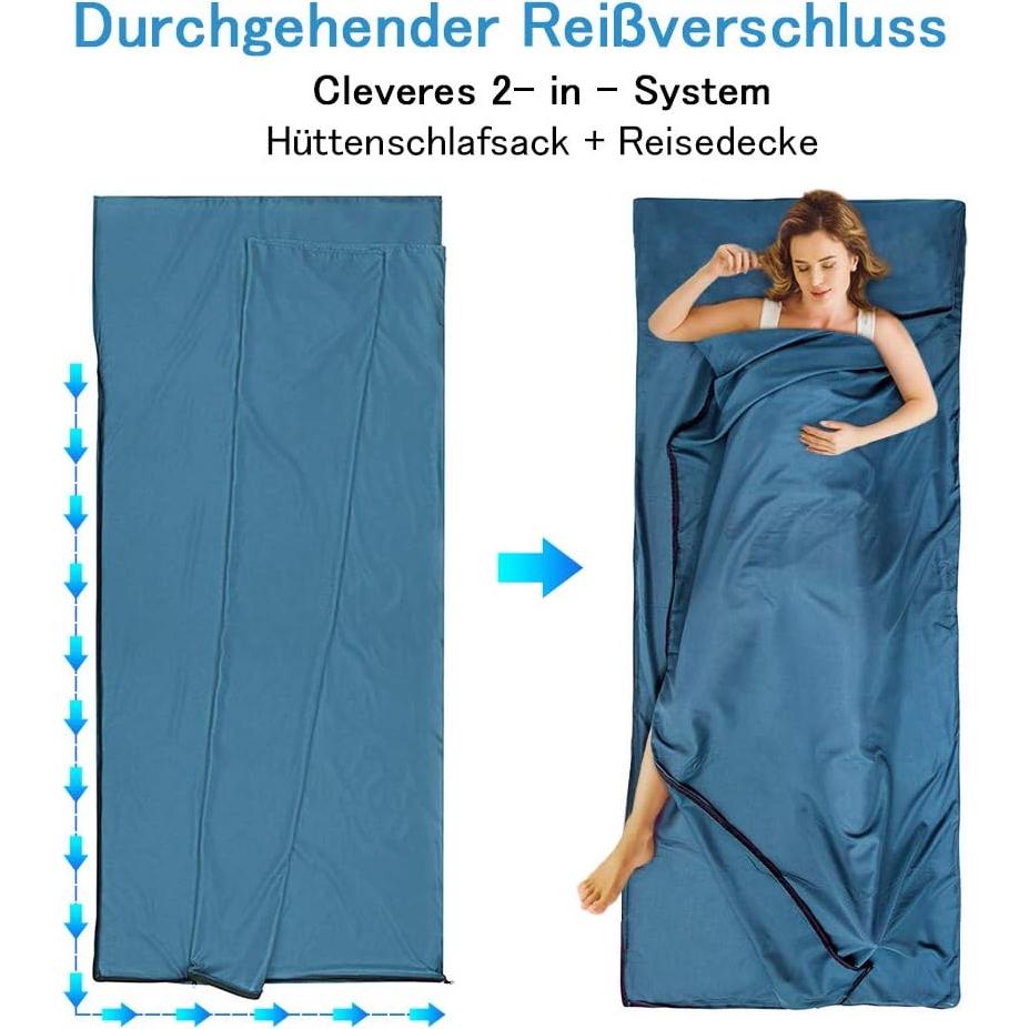 Forro de Saco de Dormir WILLNORN Microfibra Azul Claro 219x95cm