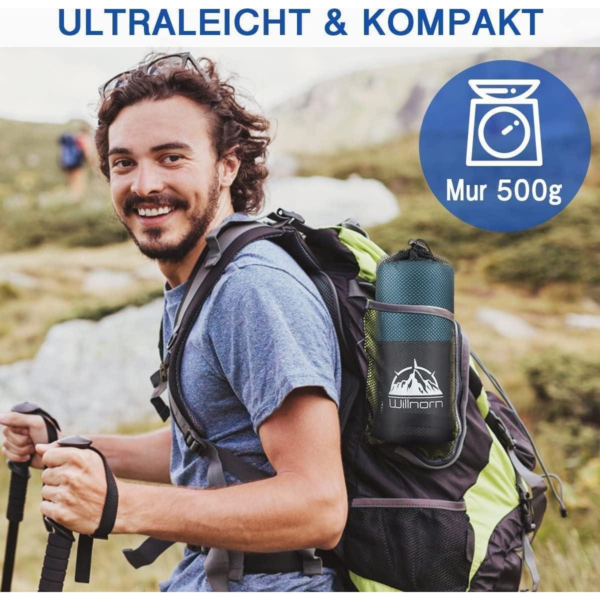 Forro de Saco de Dormir WILLNORN Microfibra Azul Claro 219x95cm