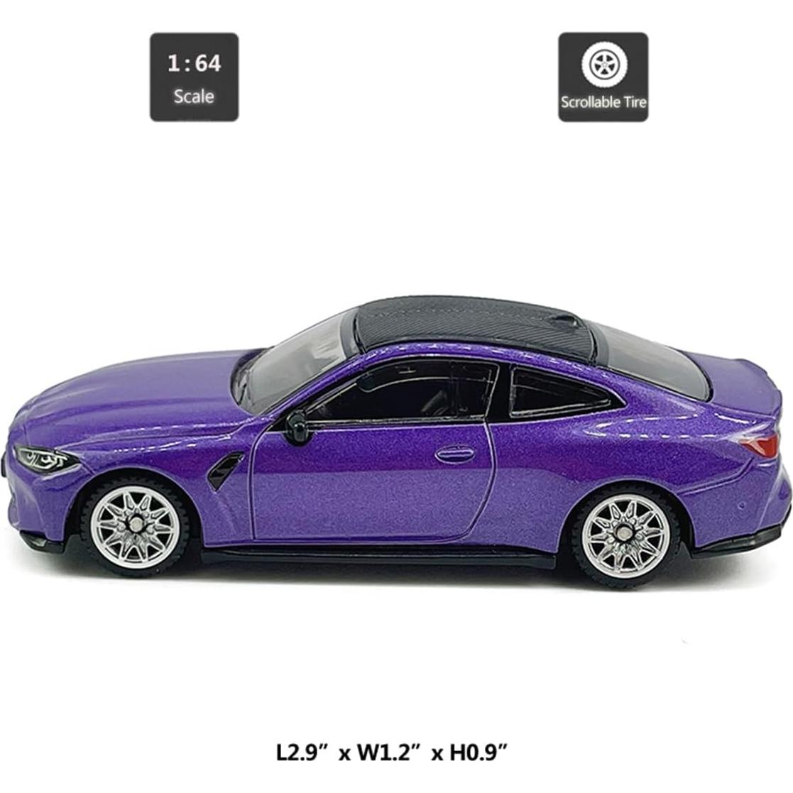 Coche de Juguete BMW M4 G82 2022 Escala 1:64 Morado