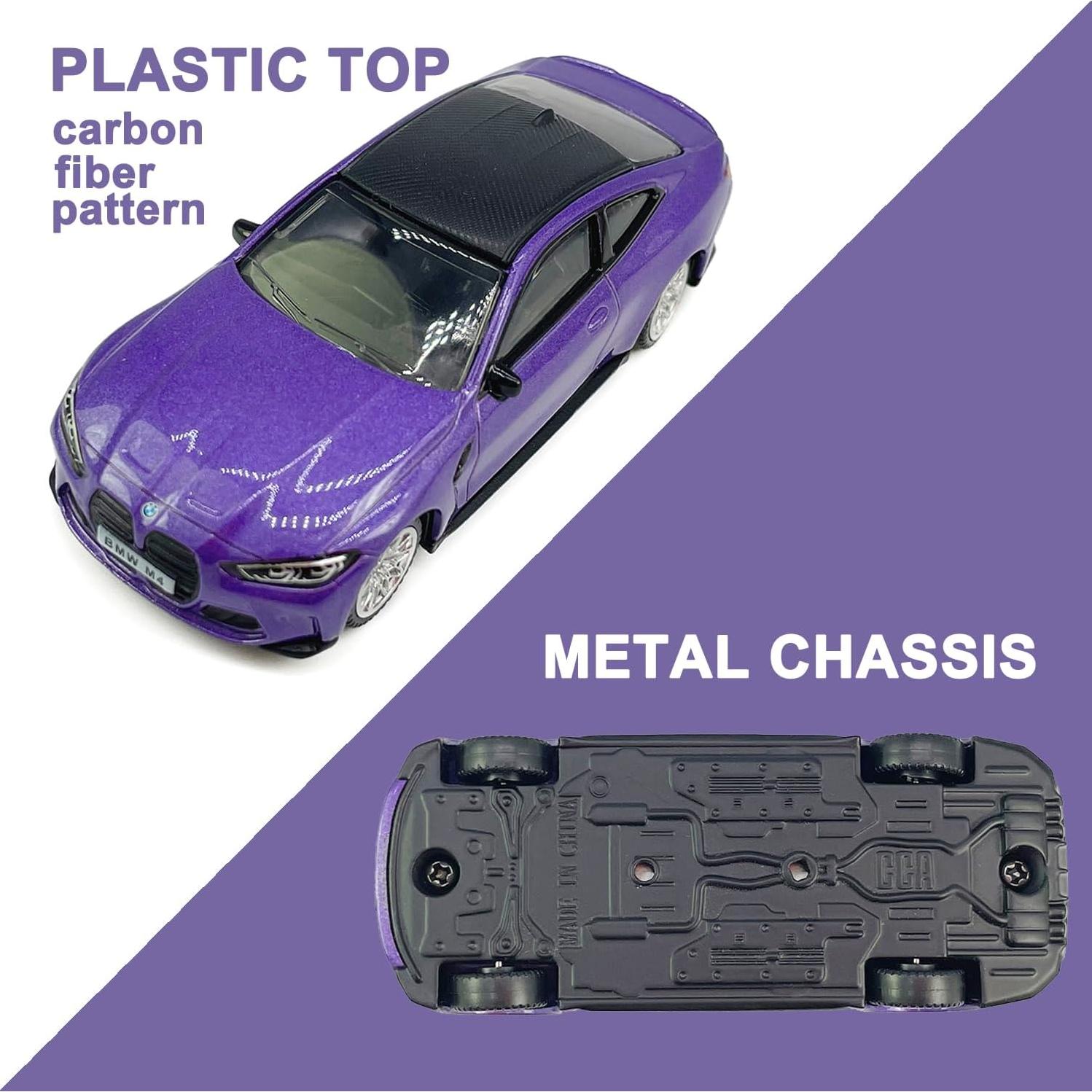 Coche de Juguete BMW M4 G82 2022 Escala 1:64 Morado