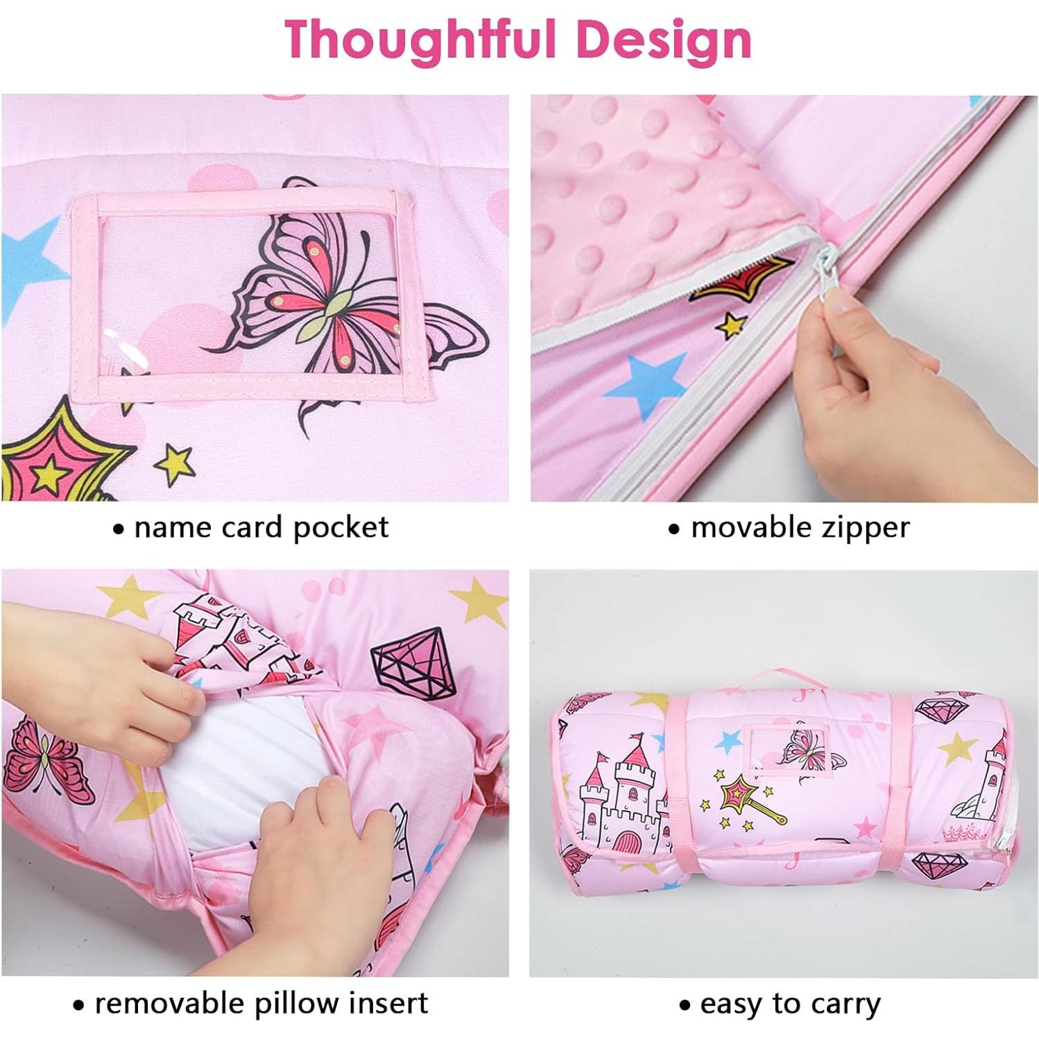 Saco de dormir infantil Decalsweet 2 en 1 con almohada rosa