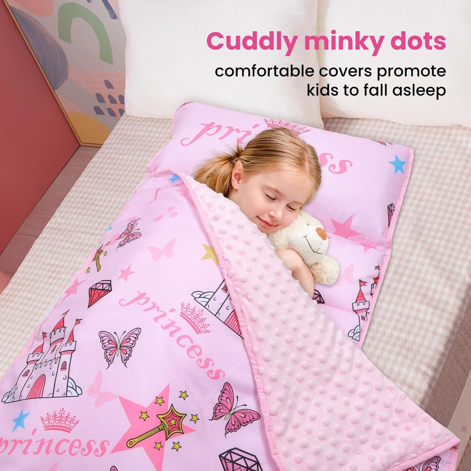 Saco de dormir infantil Decalsweet 2 en 1 con almohada rosa