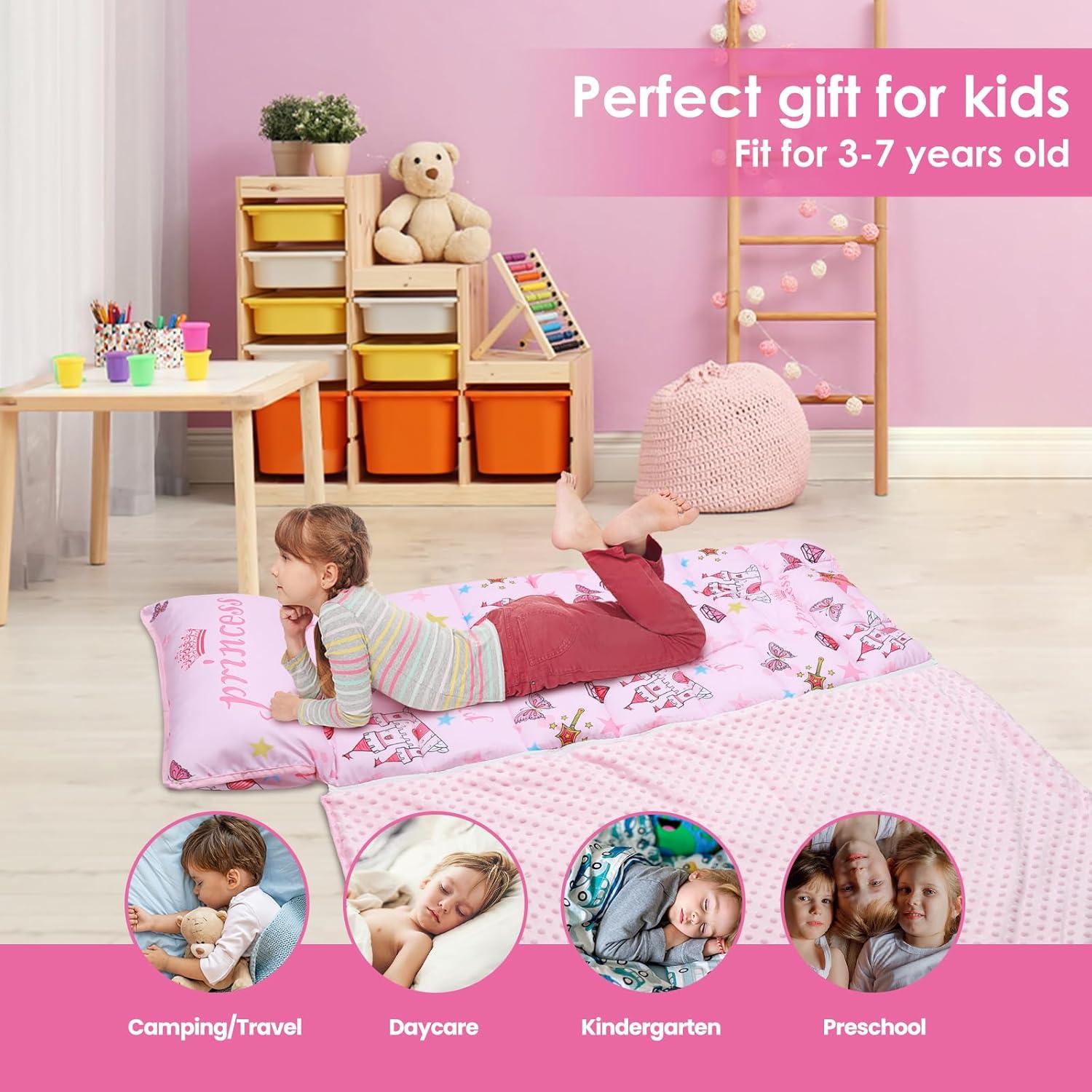 Saco de dormir infantil Decalsweet 2 en 1 con almohada rosa