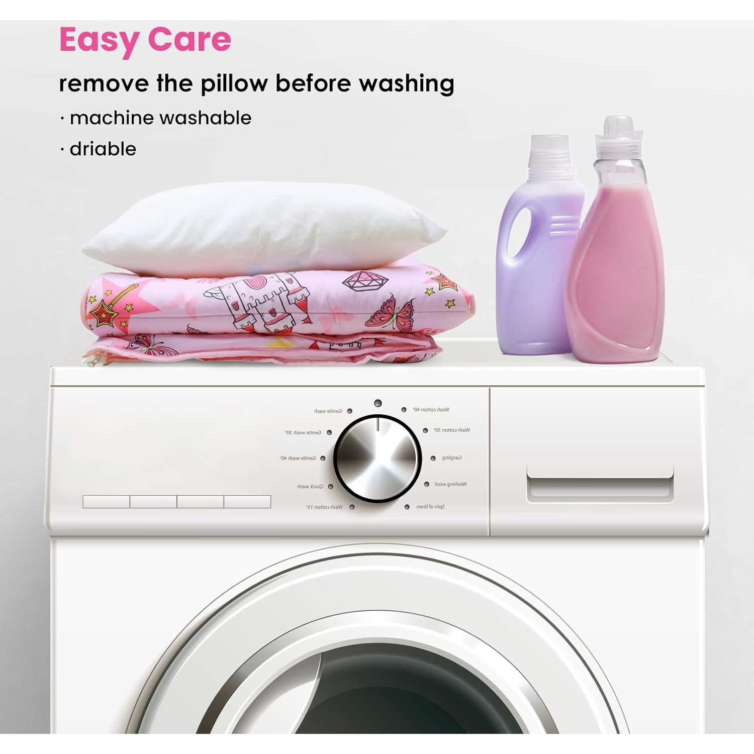 Saco de dormir infantil Decalsweet 2 en 1 con almohada rosa