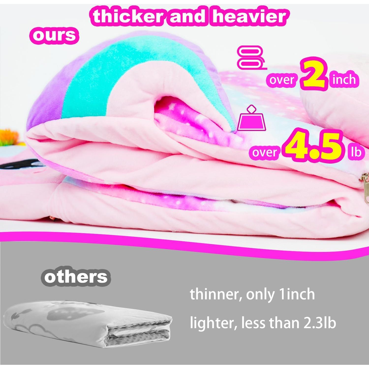 Saco de dormir rosa Micling para niños 3-12 años con almohada