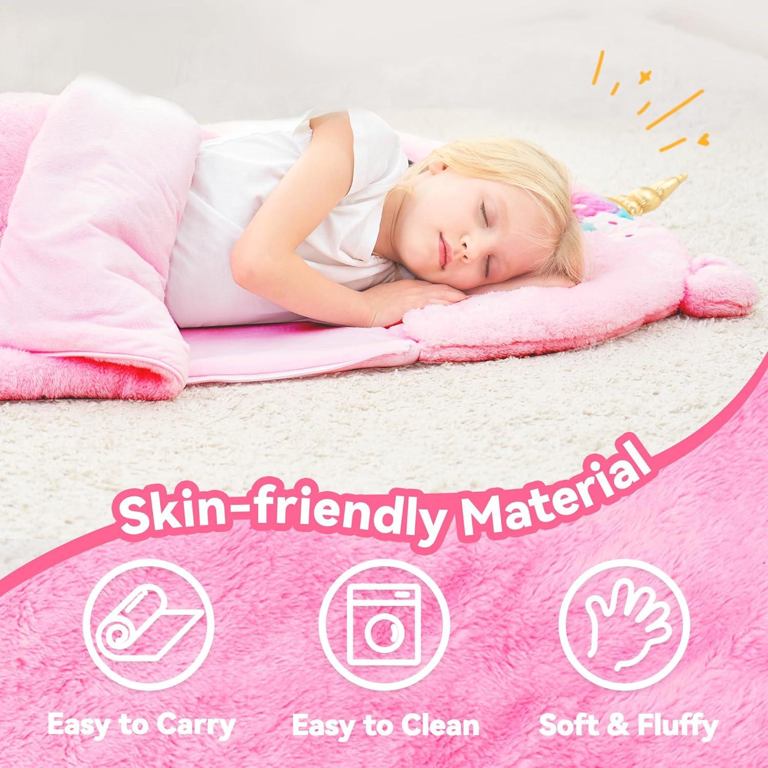 Saco de Dormir iPlay, iLearn Unicornio Rosa 2 en 1 para Niños