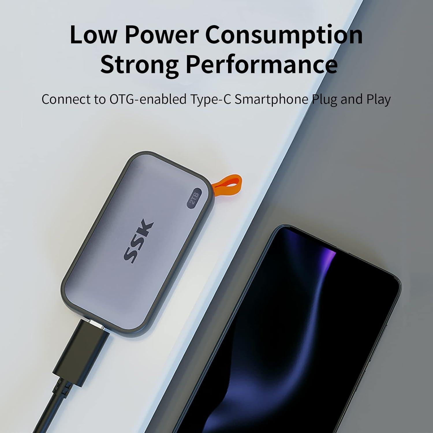 SSK SSD portátil 2TB USB-C 1050MB/s para iPhone y PC