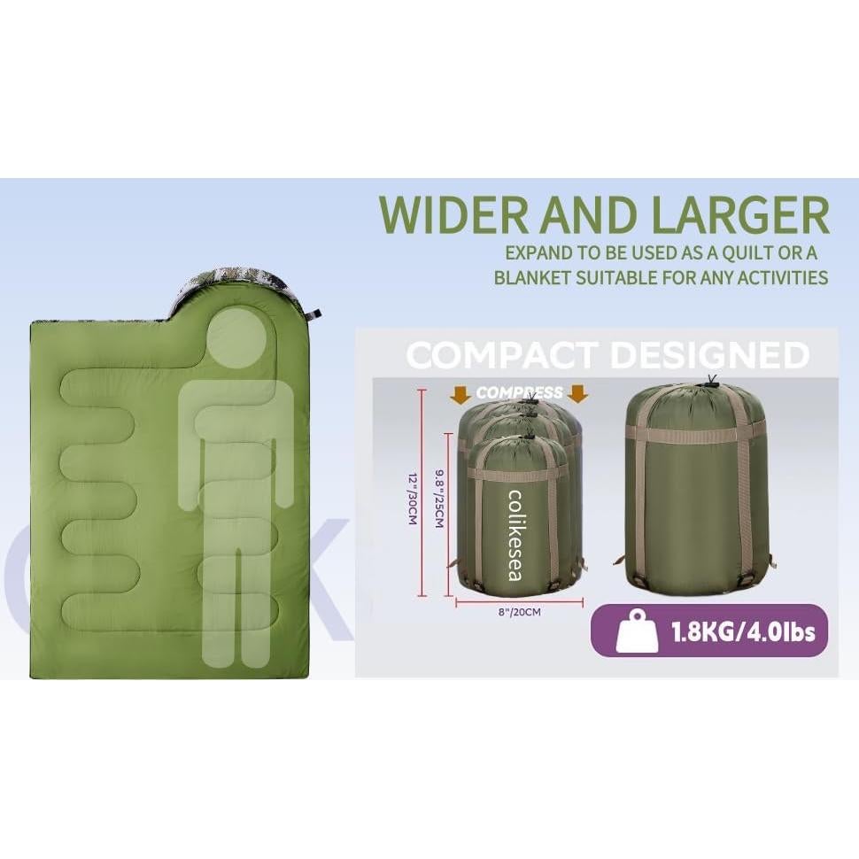 Saco de Dormir COLIKESEA Camuflaje Individual 3-4 Estaciones