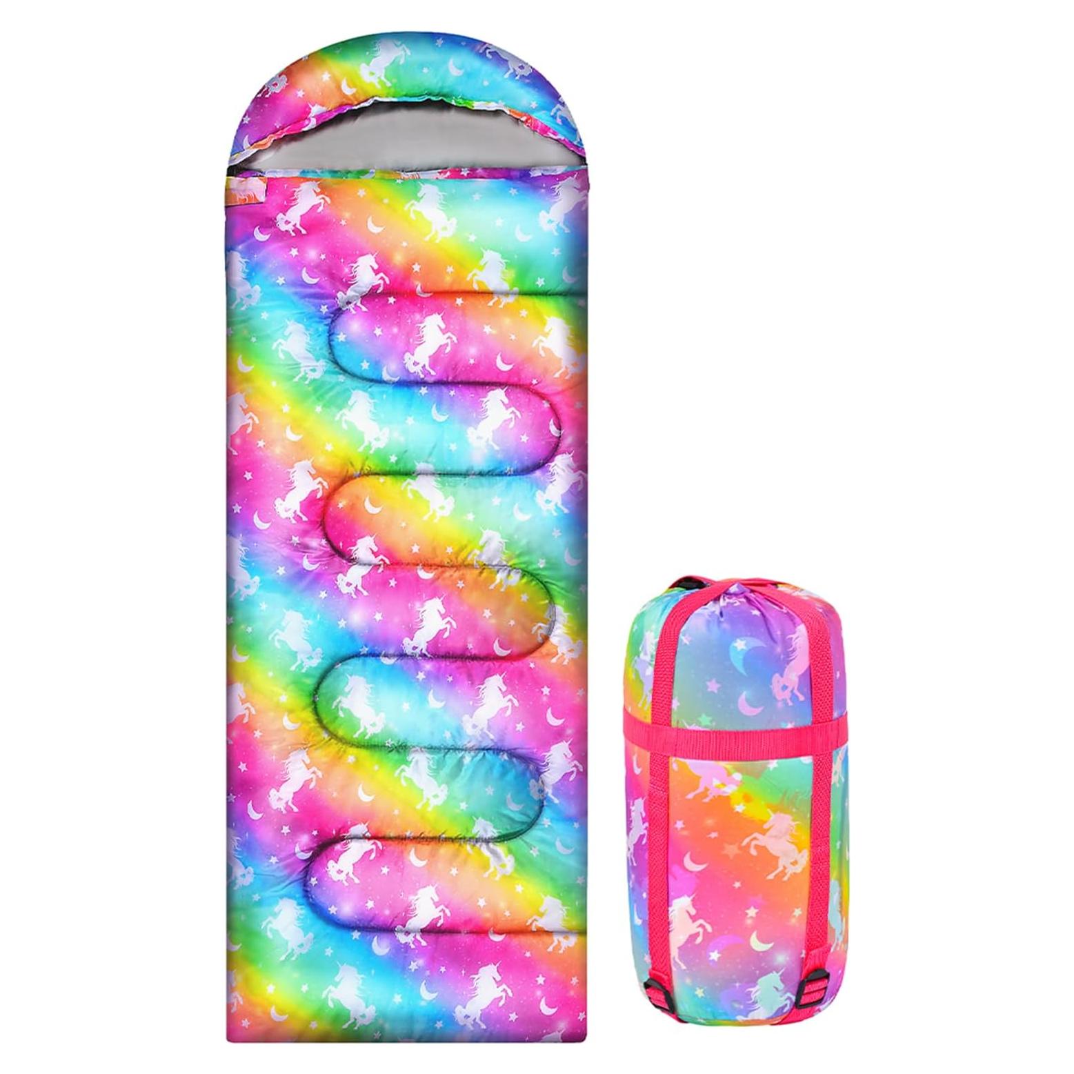 Saco de dormir infantil AuSletie 3 temporadas Unicornio 178x70cm