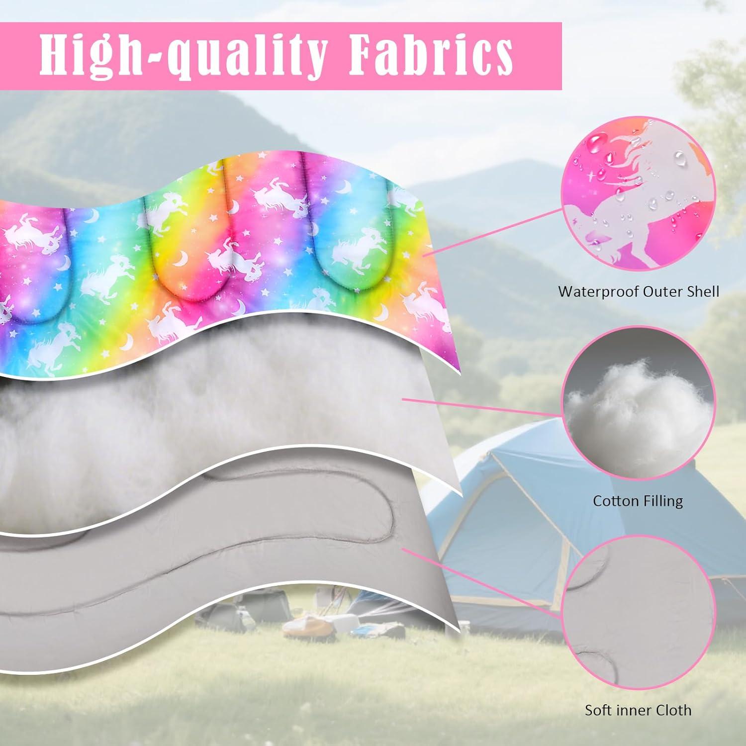 Saco de dormir infantil AuSletie 3 temporadas Unicornio 178x70cm