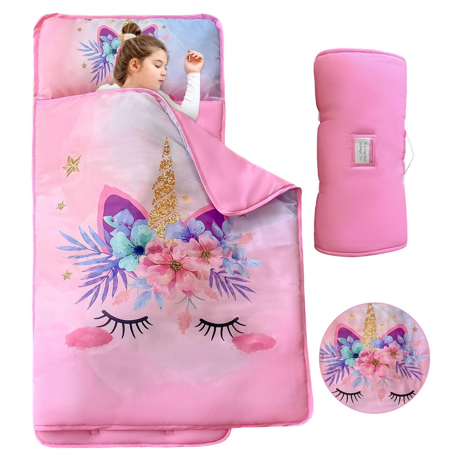 Mat de Siesta Unicornio Rosa VIVILINEN 127x51 cm con Almohada