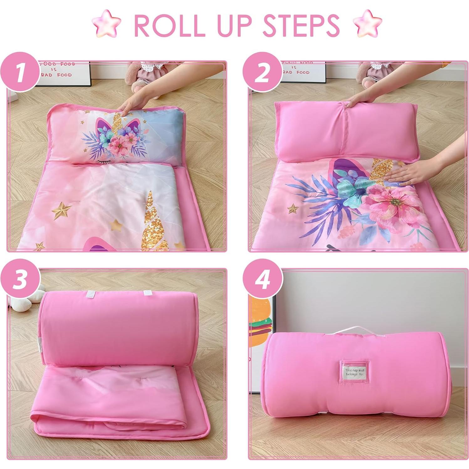 Mat de Siesta Unicornio Rosa VIVILINEN 127x51 cm con Almohada