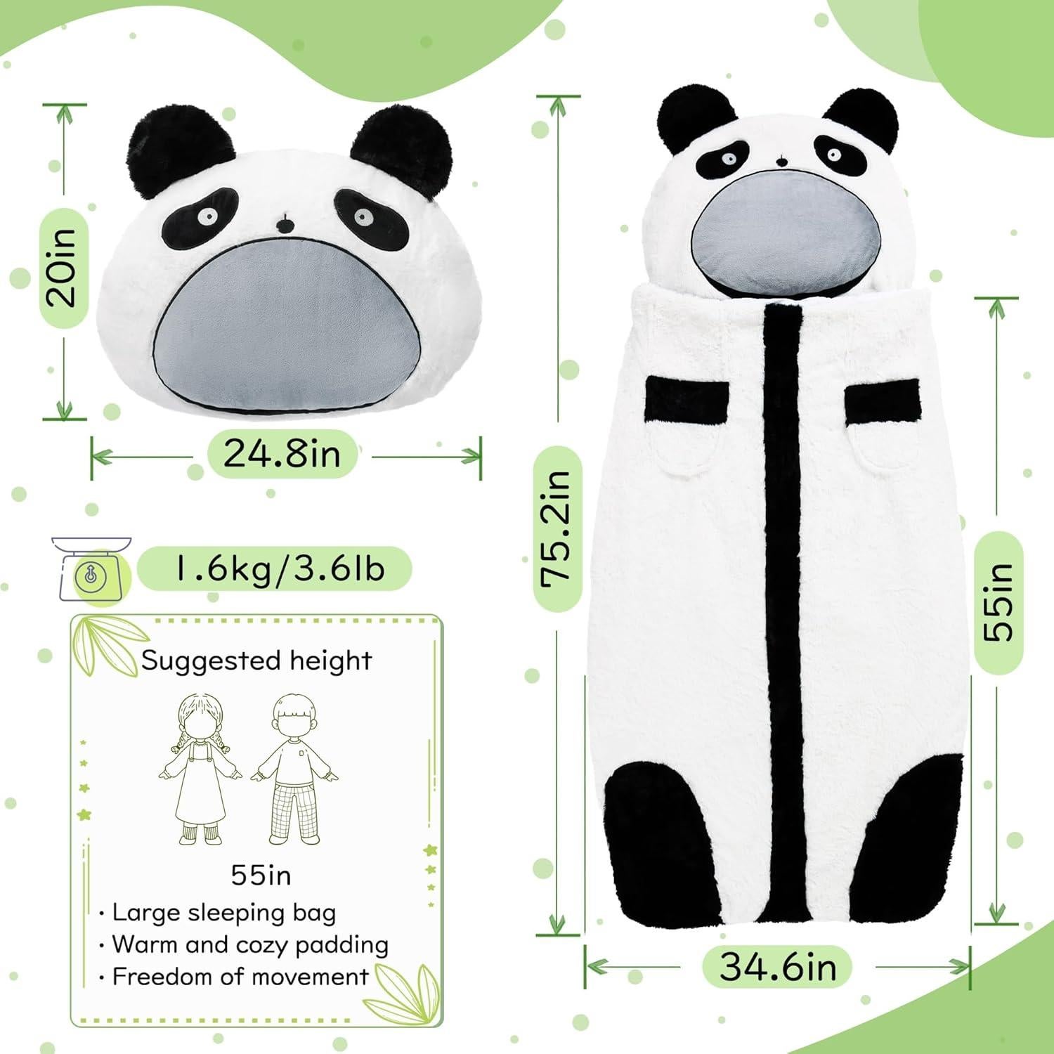 Saco de dormir infantil LUFEEMGA panda 2 en 1 con almohada