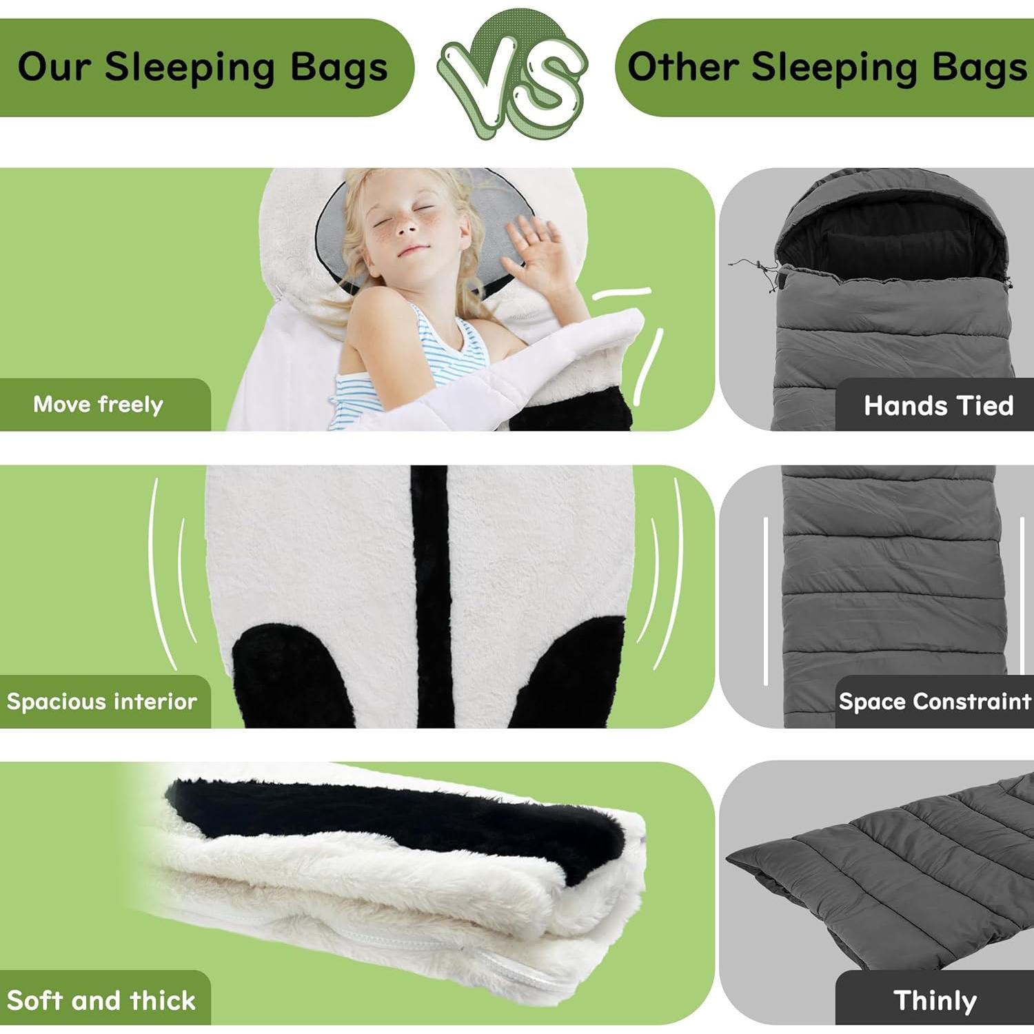 Saco de dormir infantil LUFEEMGA panda 2 en 1 con almohada