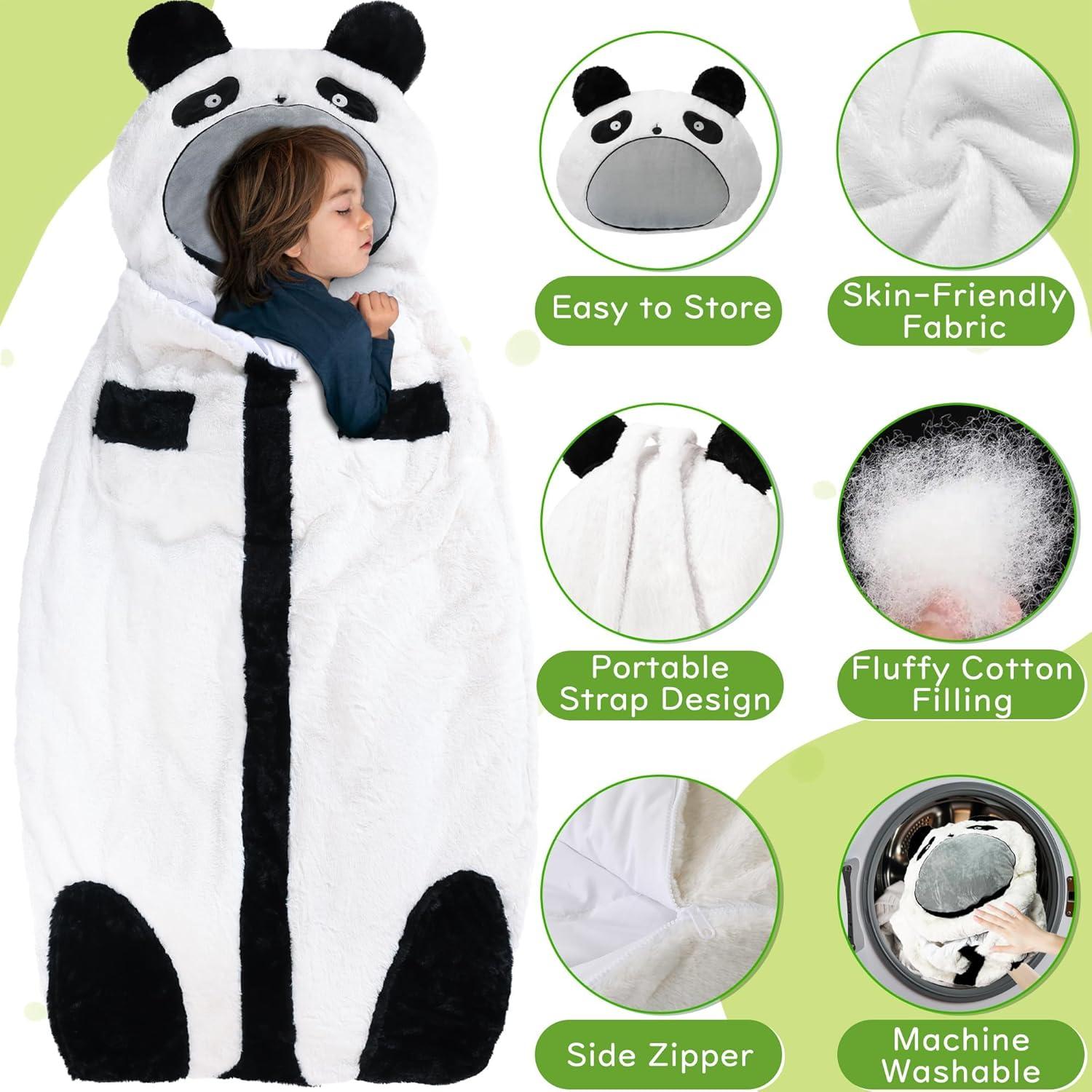 Saco de dormir infantil LUFEEMGA panda 2 en 1 con almohada