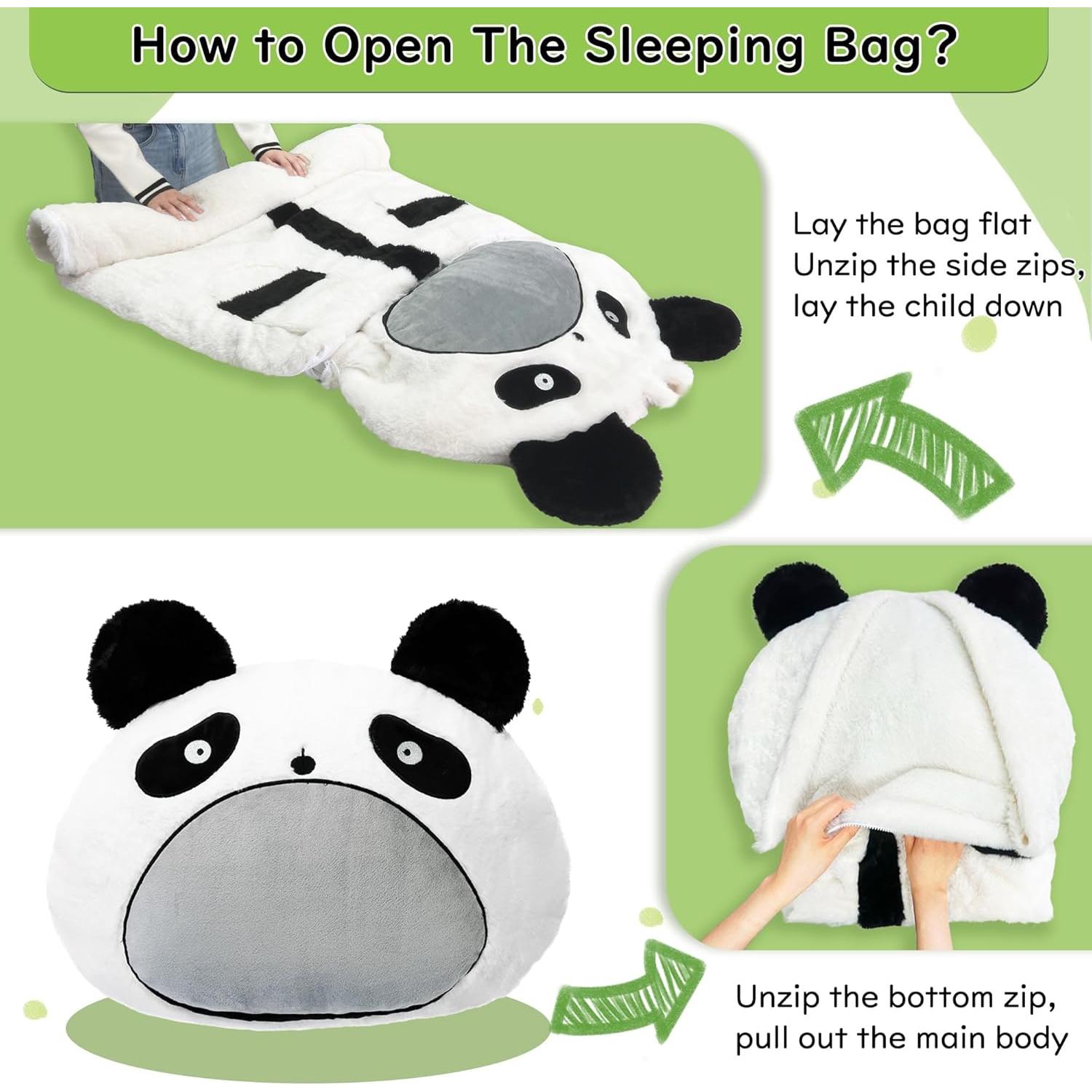 Saco de dormir infantil LUFEEMGA panda 2 en 1 con almohada