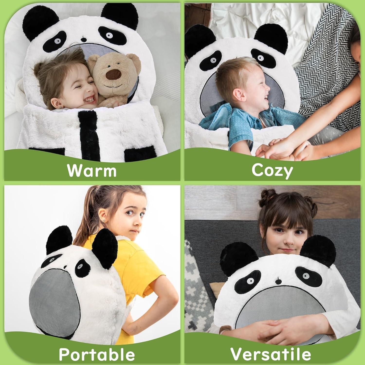 Saco de dormir infantil LUFEEMGA panda 2 en 1 con almohada
