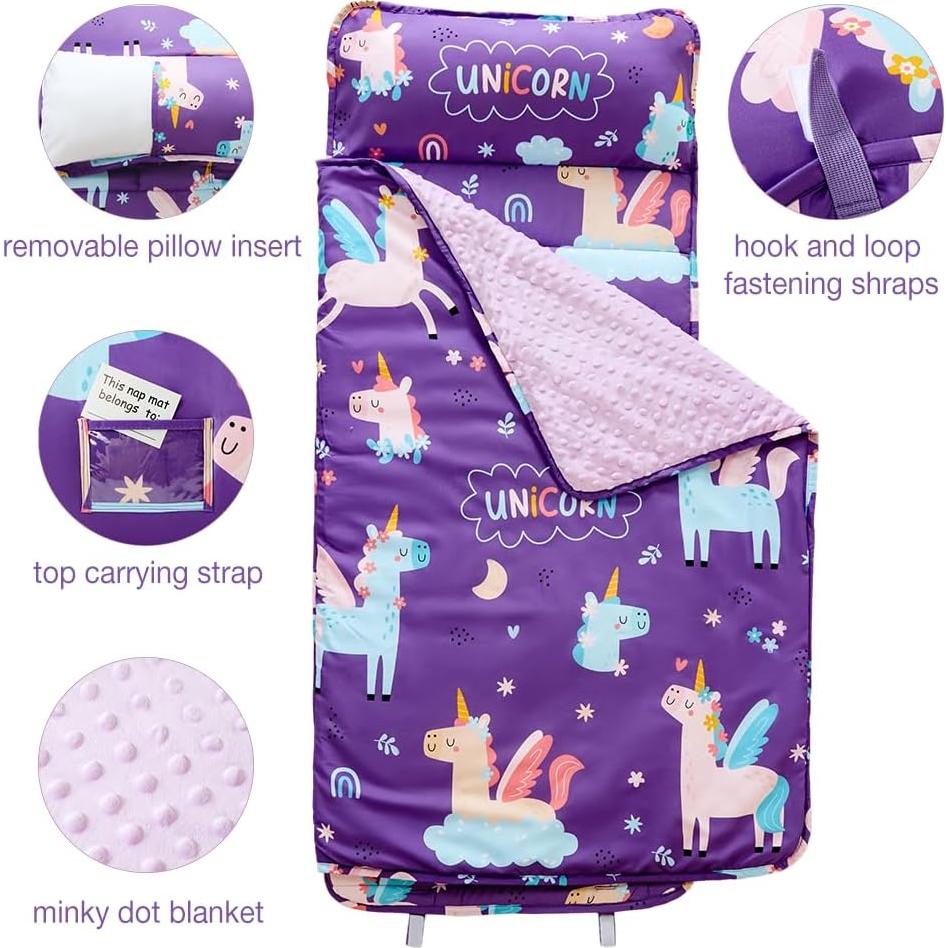 Colchoneta para Siesta JUNCAI Unicornio Púrpura 135x58 cm