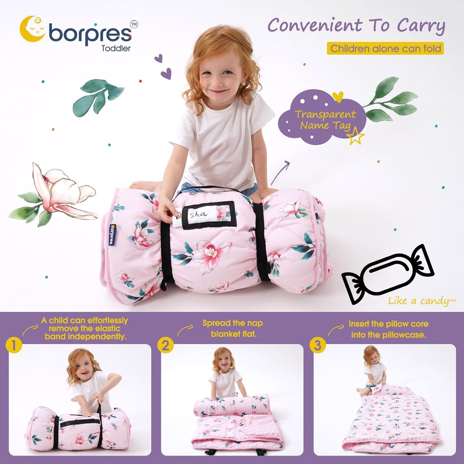 Mat de Nap Extra Grande BORPRES con Almohada y Manta Rosa