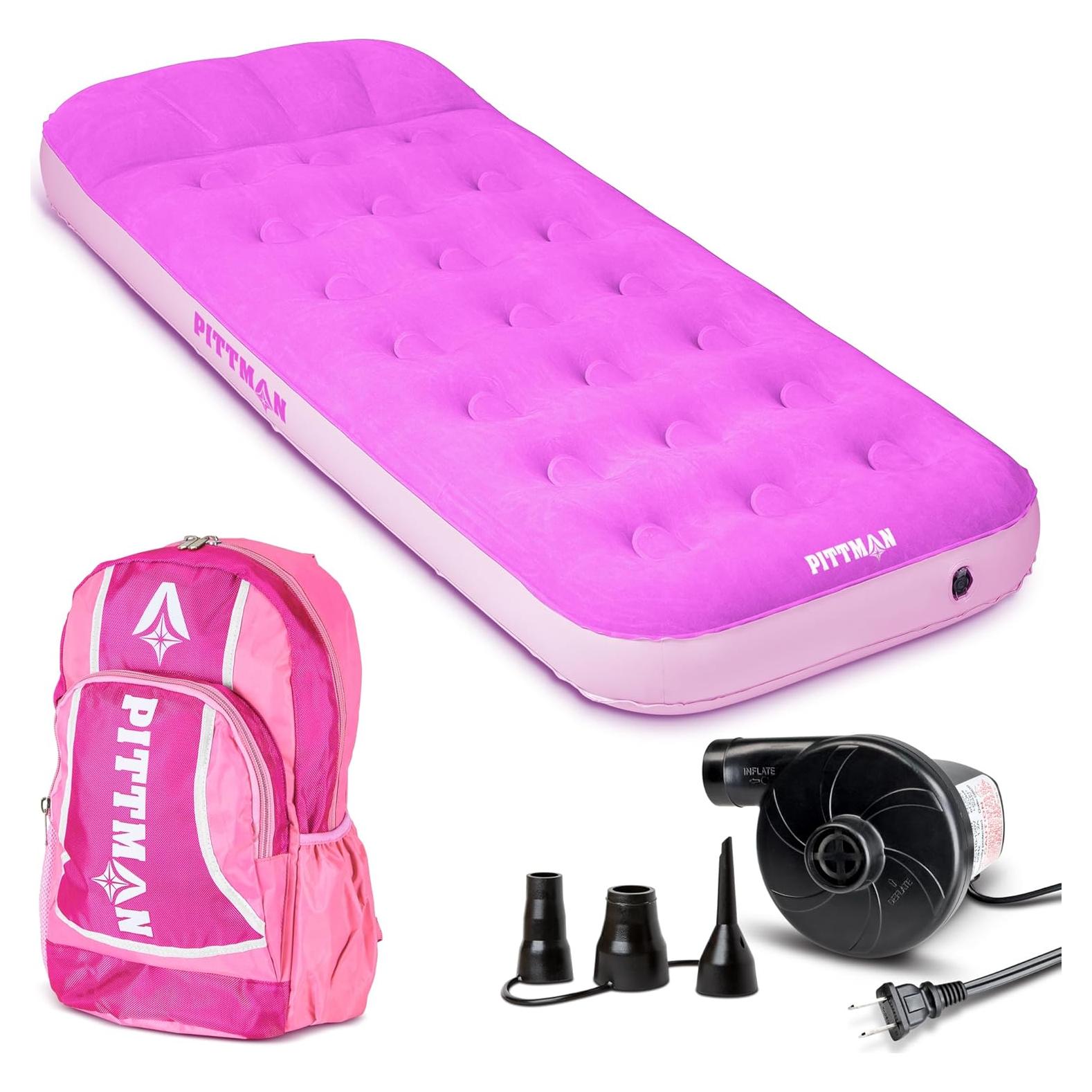 Colchón de Aire Pittman Outdoors Kidmat Twin Rosa con Mochila