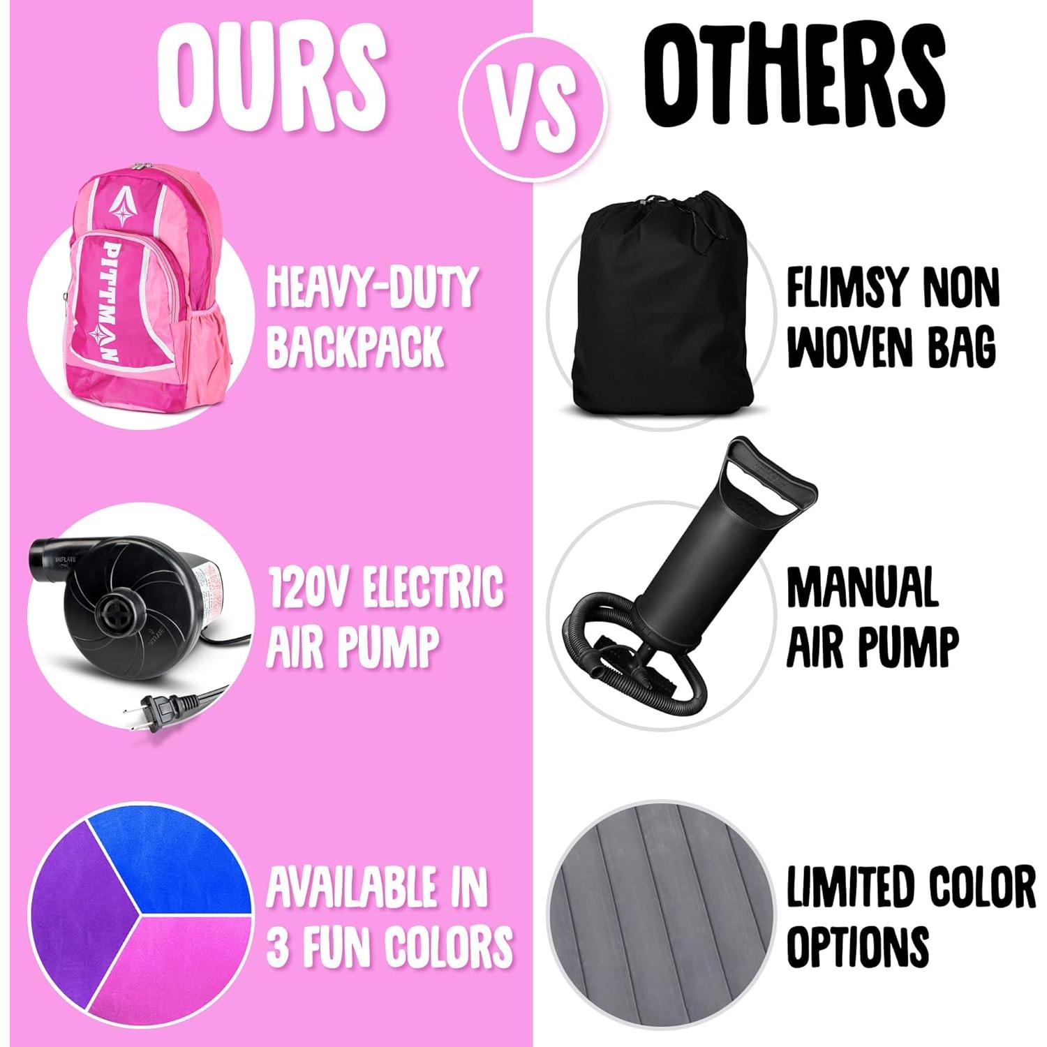 Colchón de Aire Pittman Outdoors Kidmat Twin Rosa con Mochila