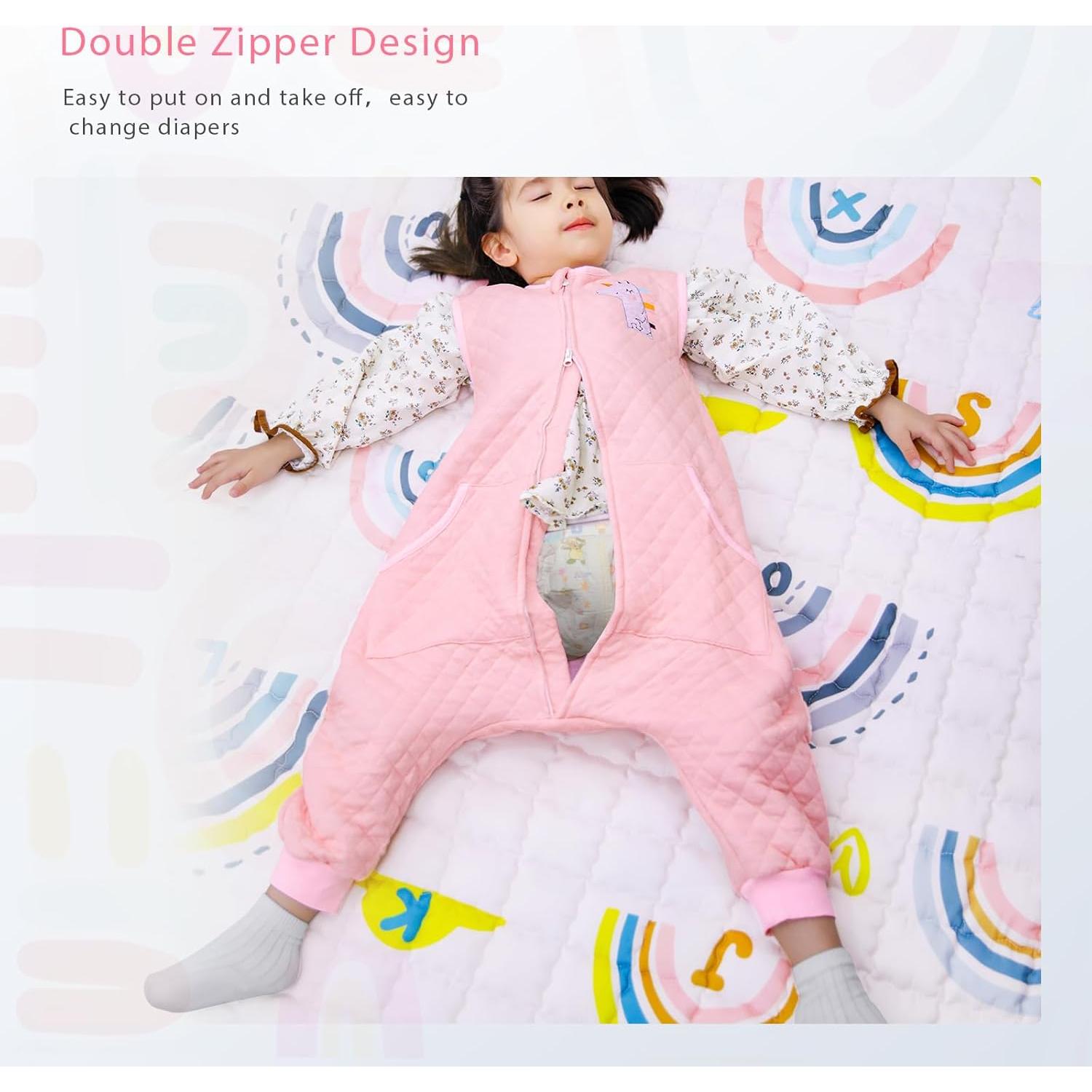 Saco de dormir WONDAY para niños 3T-5T con pies 100% algodón