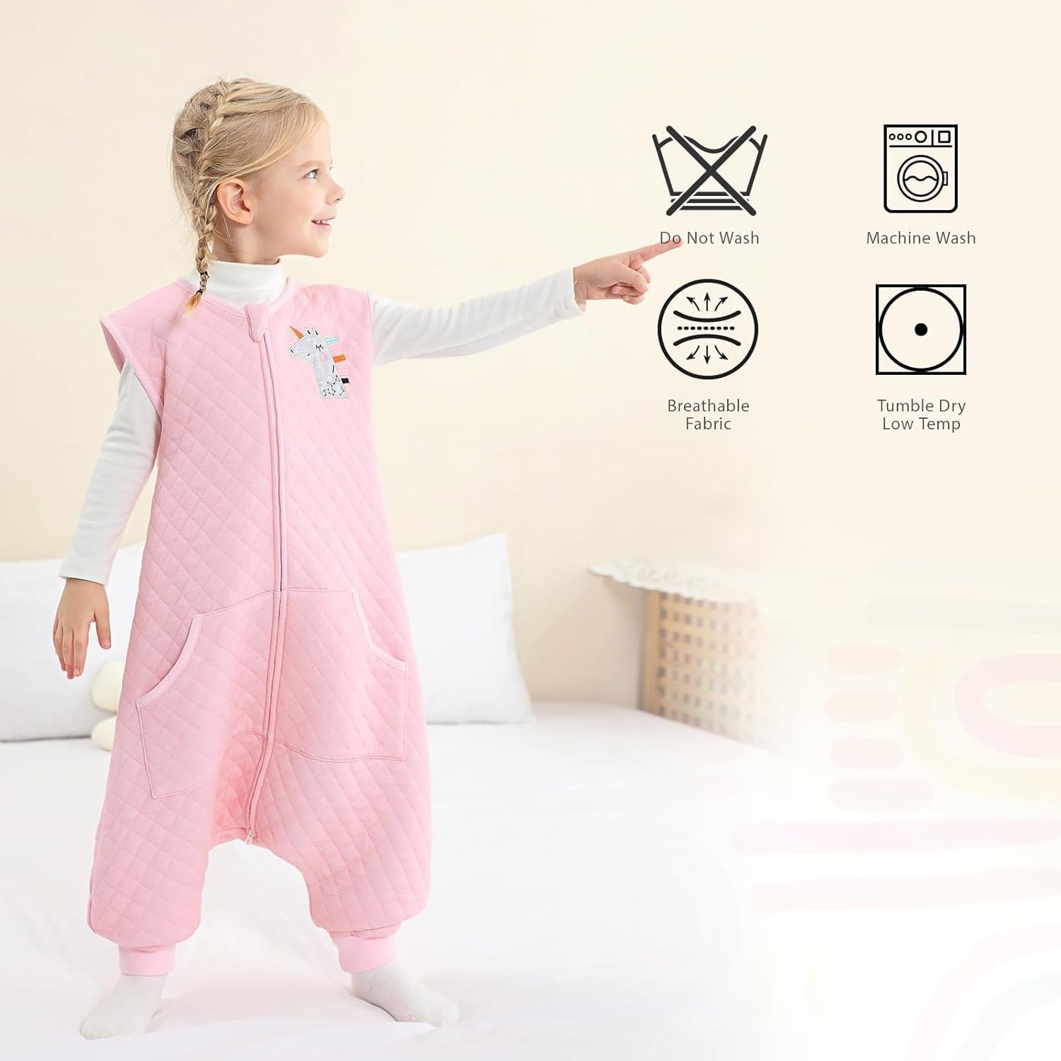 Saco de dormir WONDAY para niños 3T-5T con pies 100% algodón