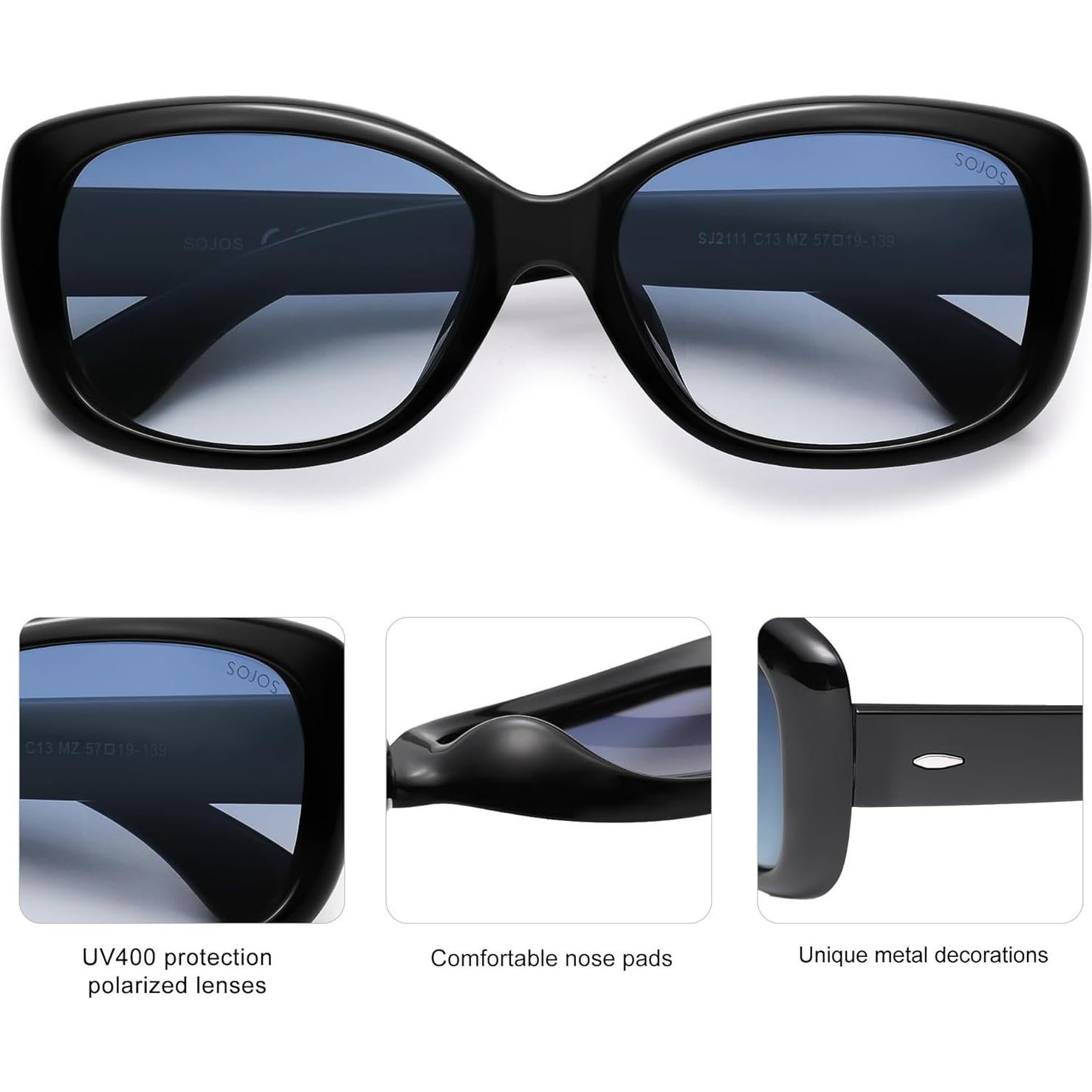 Gafas de sol cuadradas SOJOS SJ2111 UV400 polarizadas para mujeres