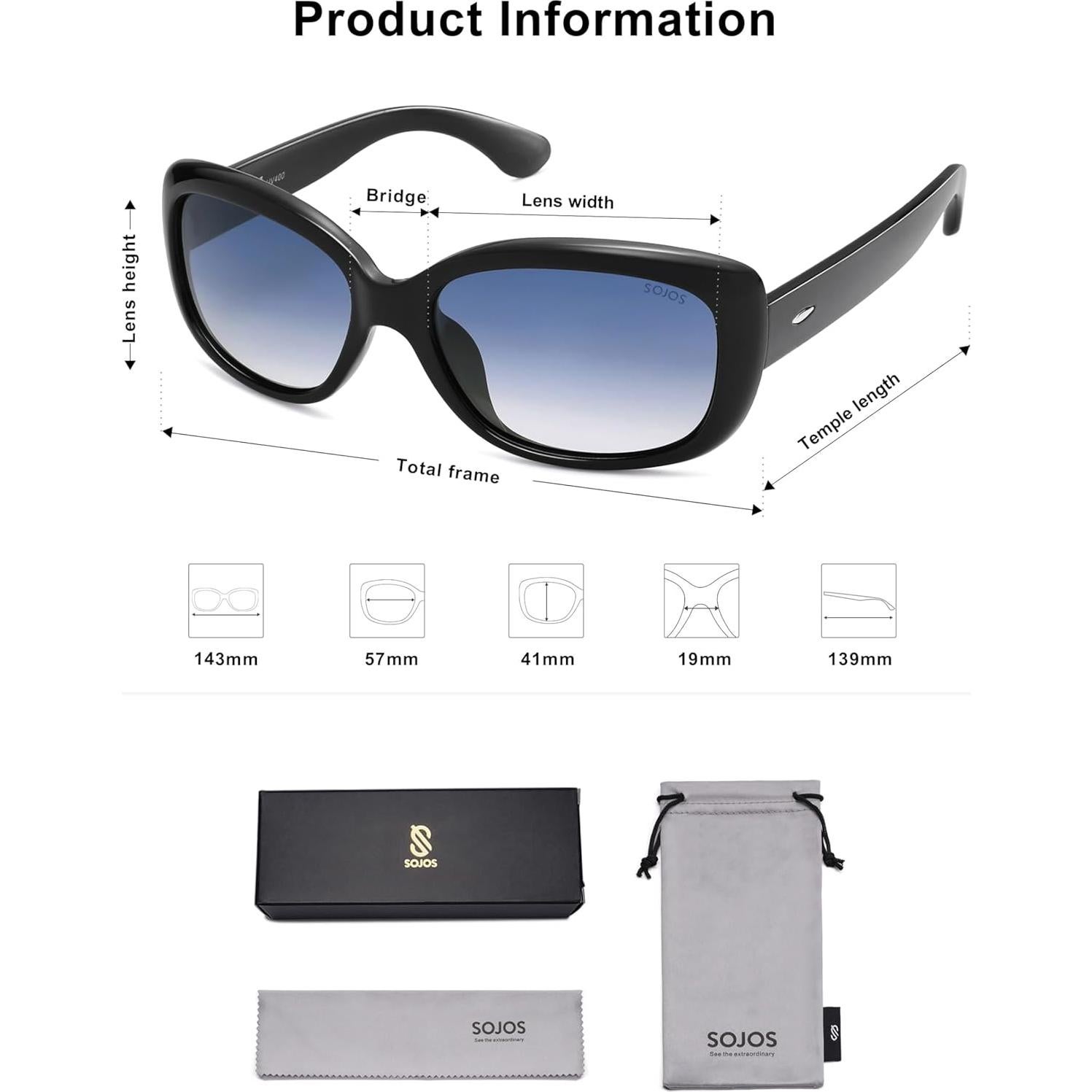 Gafas de sol cuadradas SOJOS SJ2111 UV400 polarizadas para mujeres