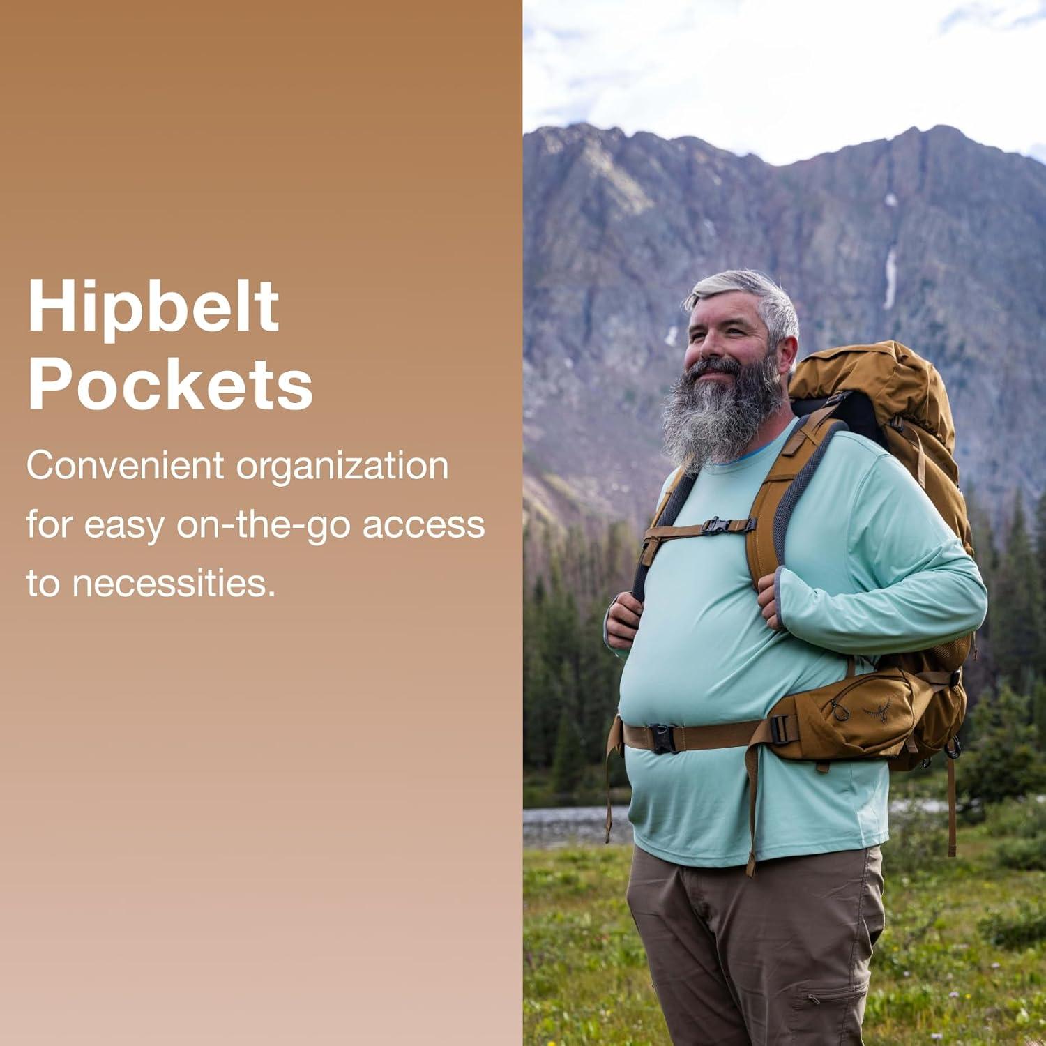 Mochila de senderismo Osprey Rook 65L para hombres Gris