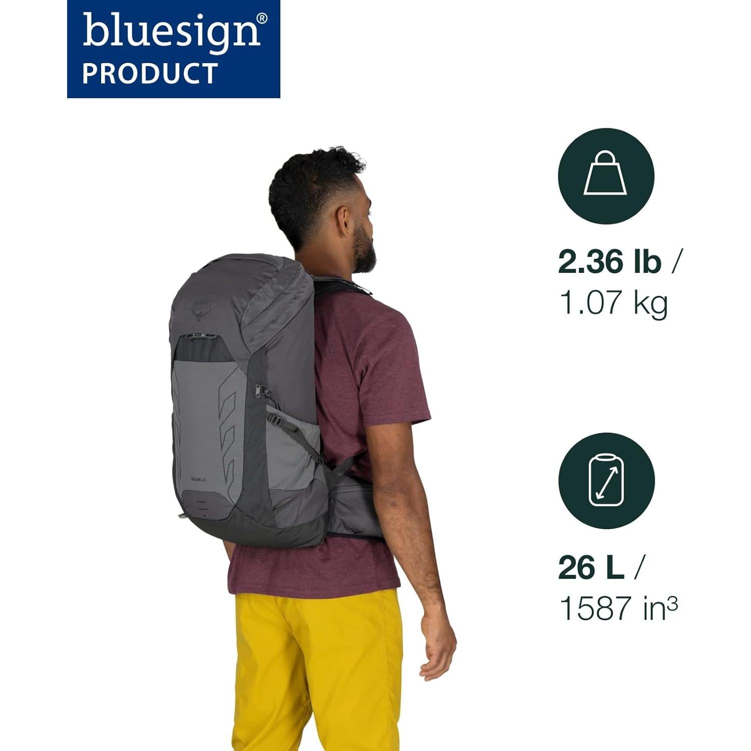 Mochila de Senderismo Osprey Talon 26L para Hombres - Gris