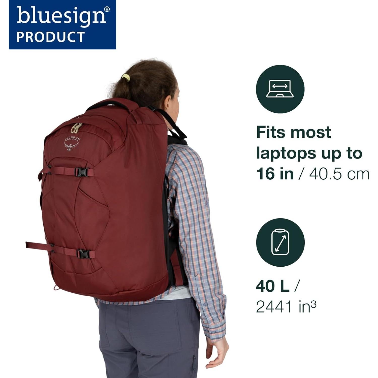 Fairview 40L Women's Travel Backpack, Night Jungle Blue