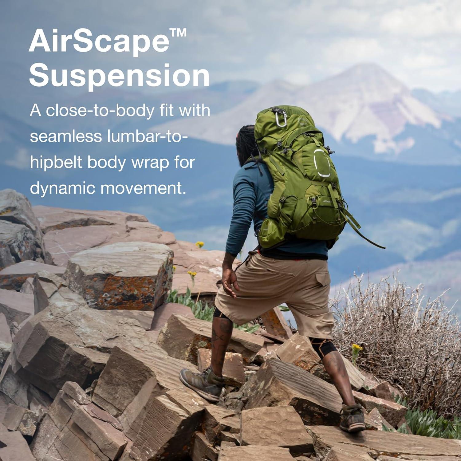 Aether 55L Men's Backpacking Backpack, Black, L/XL