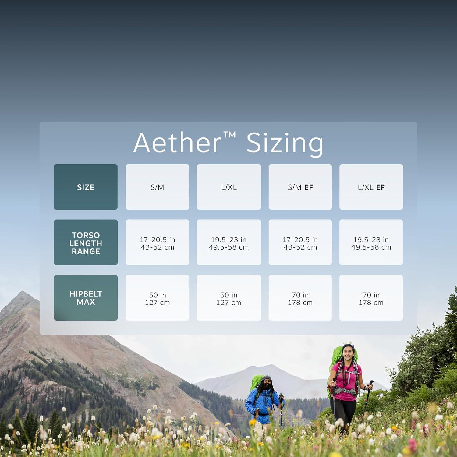 Aether 55L Men's Backpacking Backpack, Black, L/XL