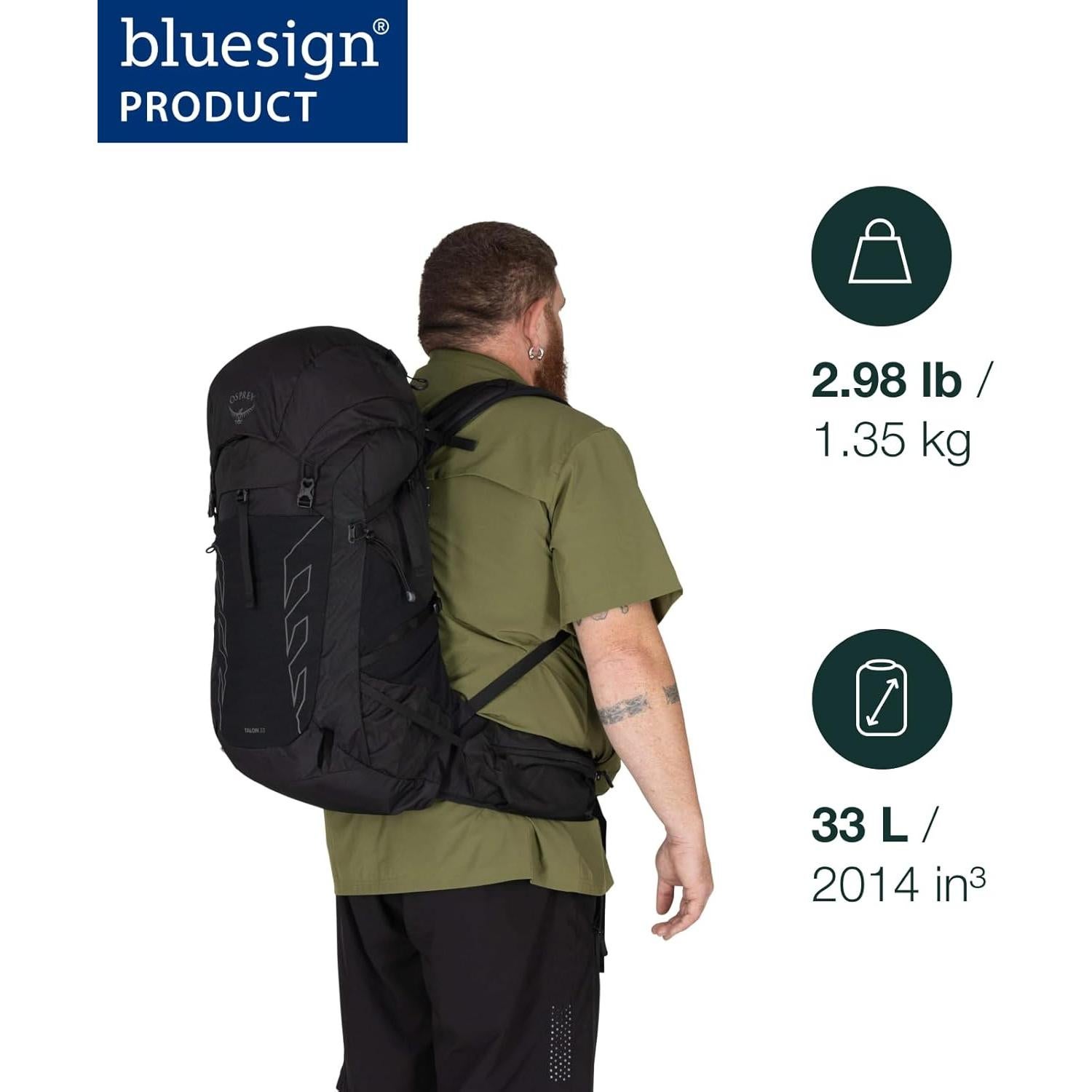 Mochila de Senderismo Osprey Talon 33L Verde Canopy Ajuste Extendido