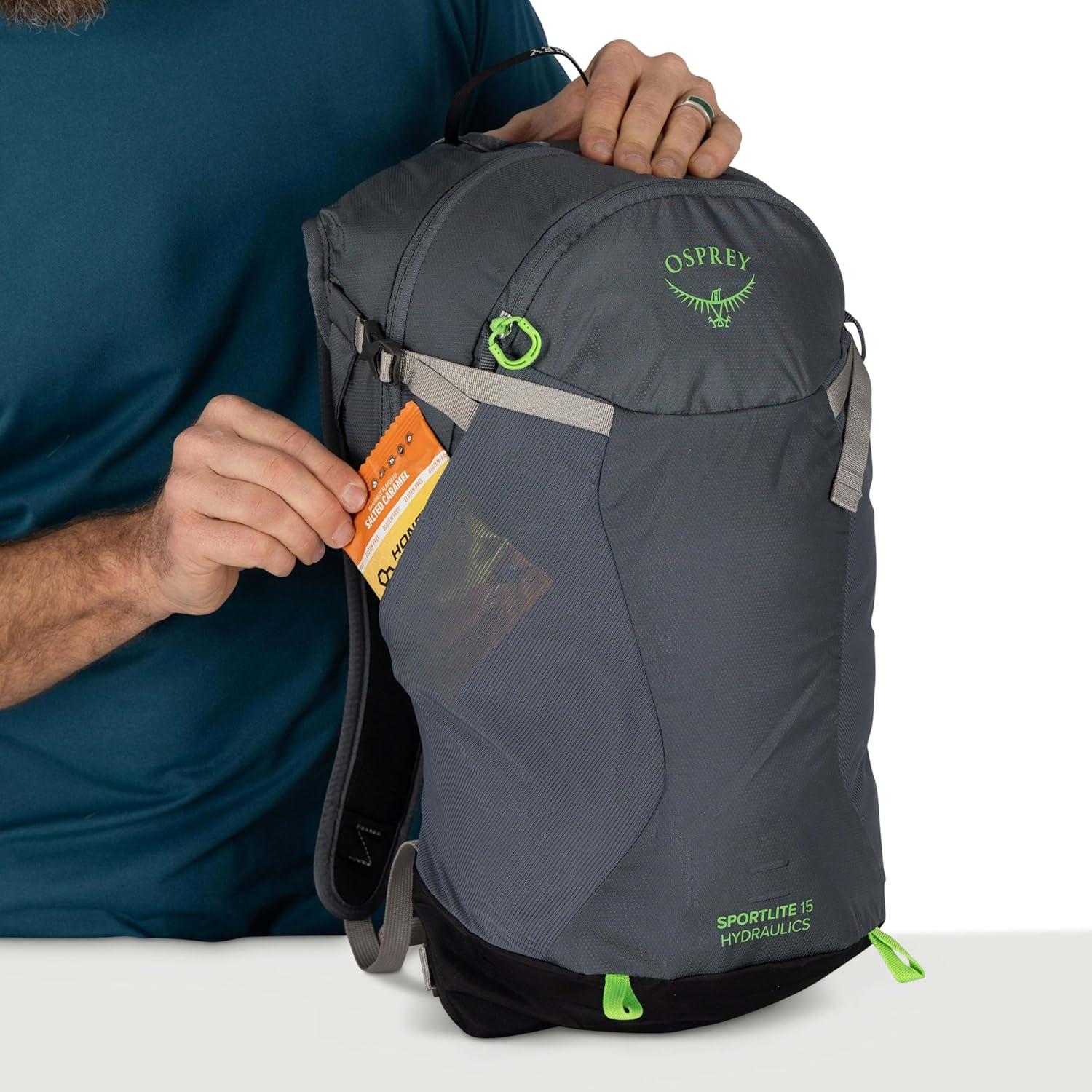 Osprey Sportlite 15L Unisex Lightweight Hiking Backpack with Hydraulics Reservoir, Tungsten/Grey Wolf