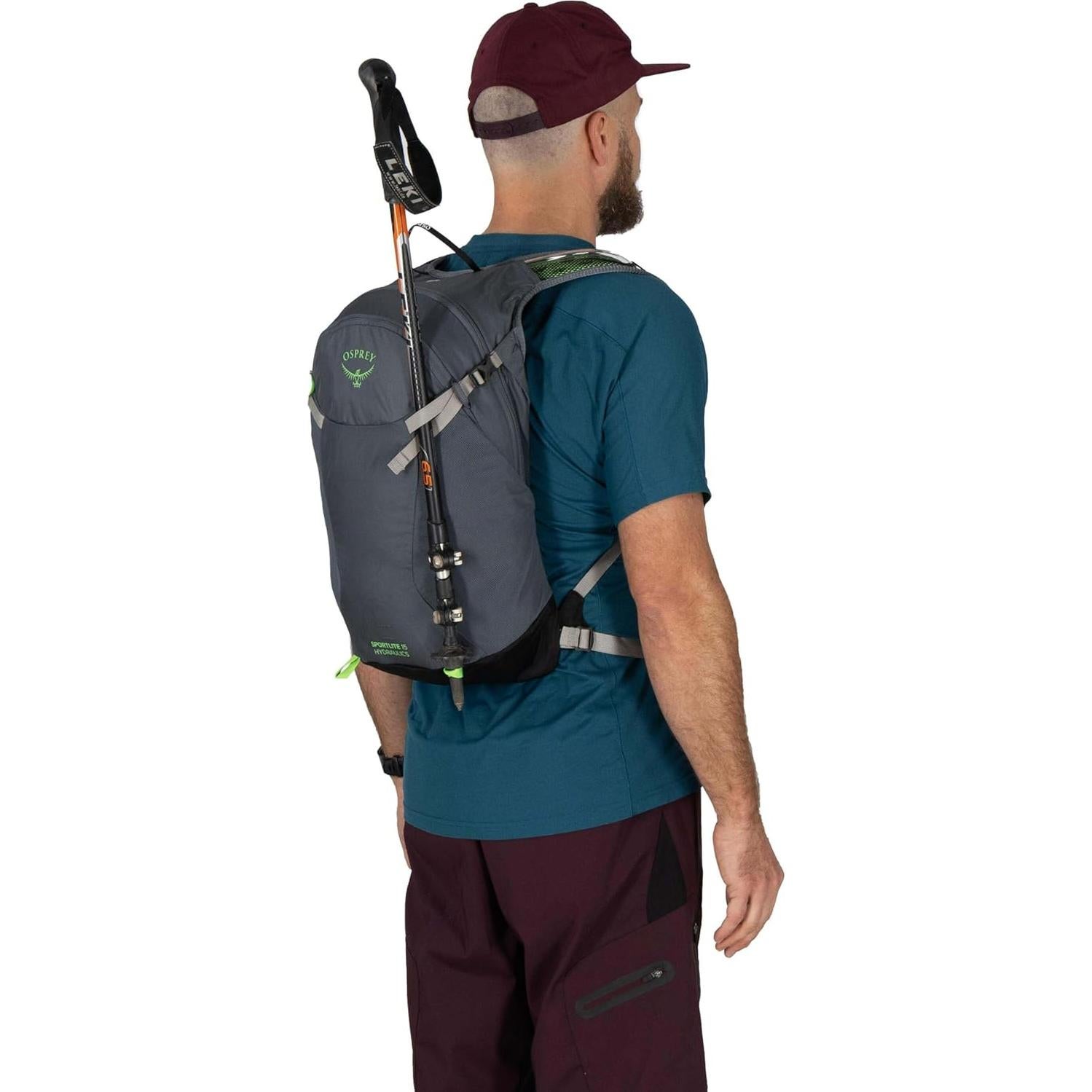 Osprey Sportlite 15L Unisex Lightweight Hiking Backpack with Hydraulics Reservoir, Tungsten/Grey Wolf