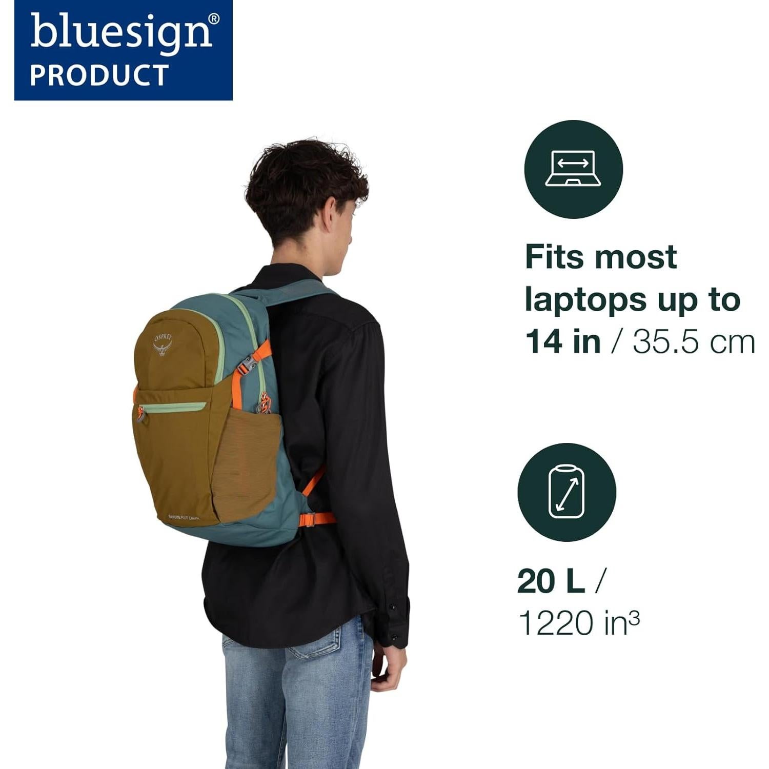 Mochila Osprey Daylite Plus 20L Unisex Carbón Oscuro/Llama Azul
