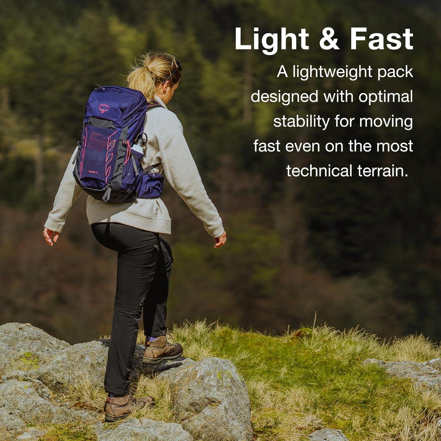 Osprey Tempest 26L Women's Lightweight Hiking Backpack with Hipbelt, Frosty Mint Green/Botanica