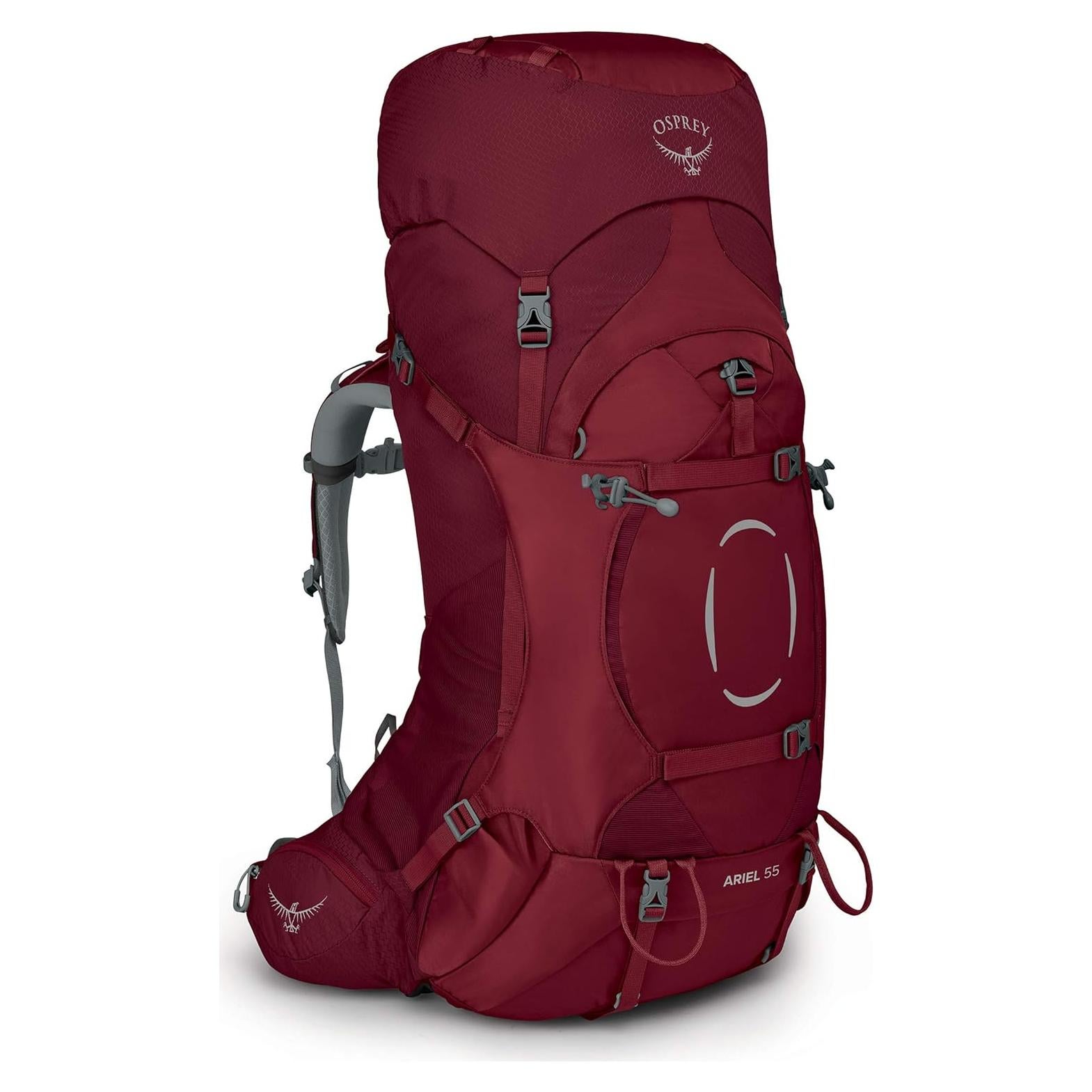 Mochila de Senderismo Osprey Ariel 55L para Mujeres Rojo Cereza