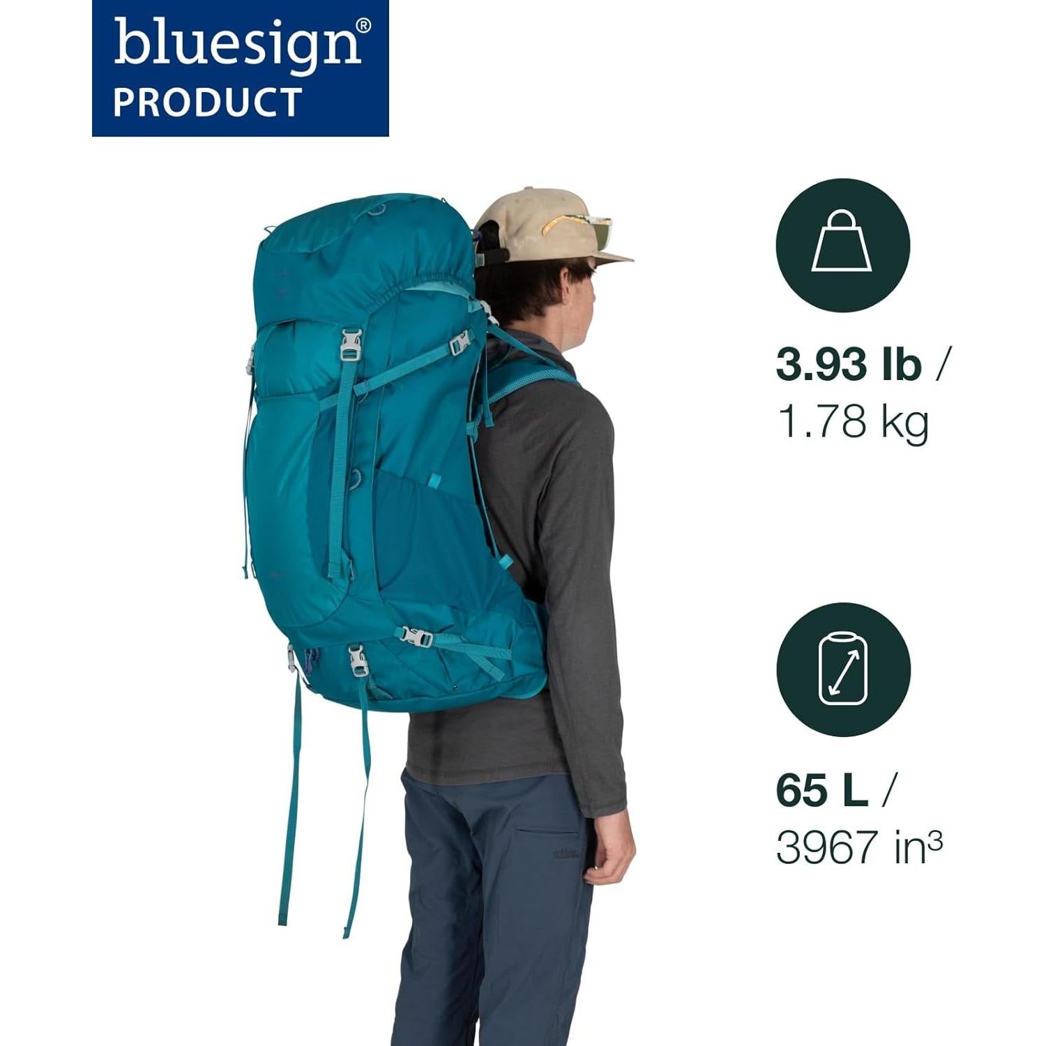 Osprey Ace 65L Kids' Backpacking Backpack, Green Canopy