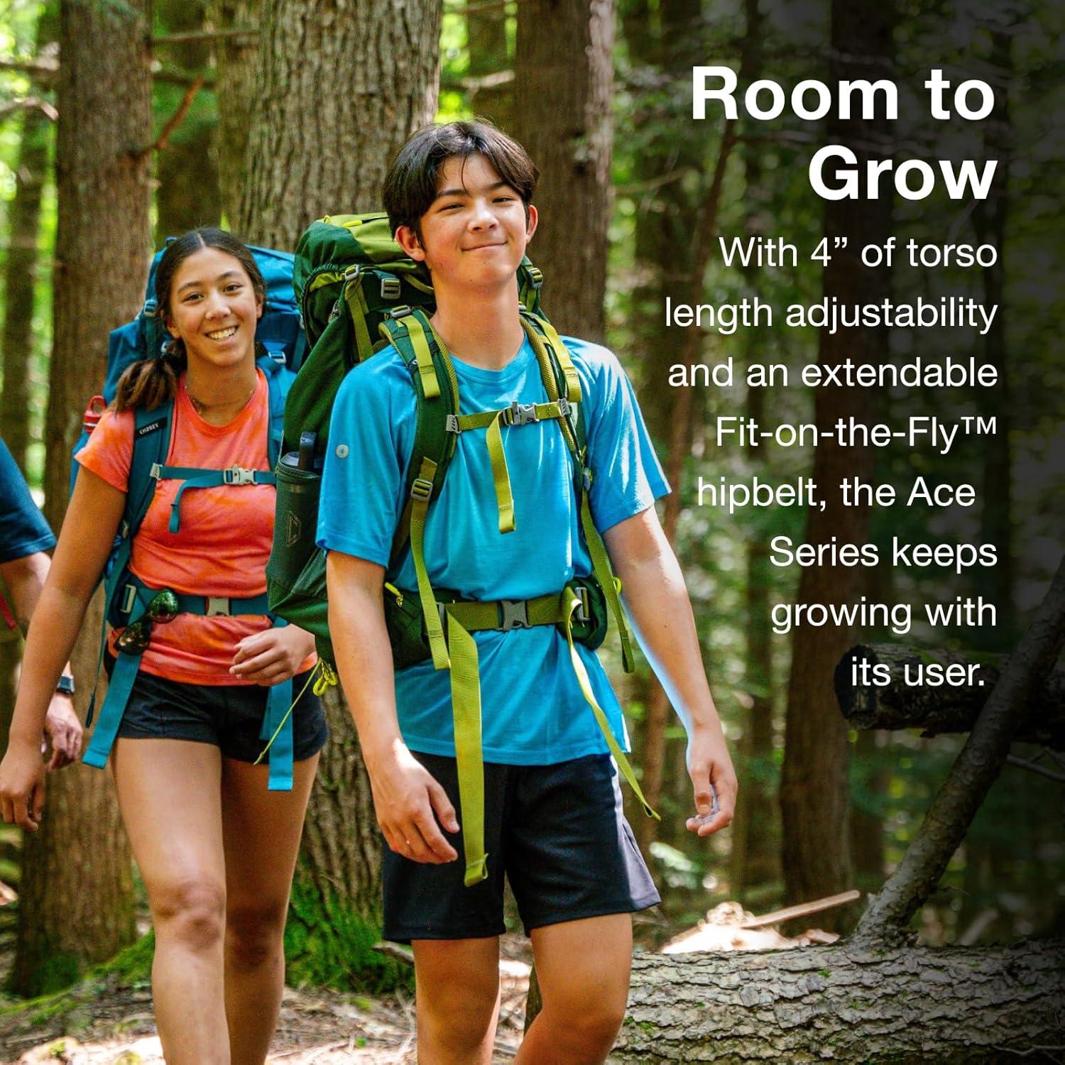 Osprey Ace 65L Kids' Backpacking Backpack, Green Canopy